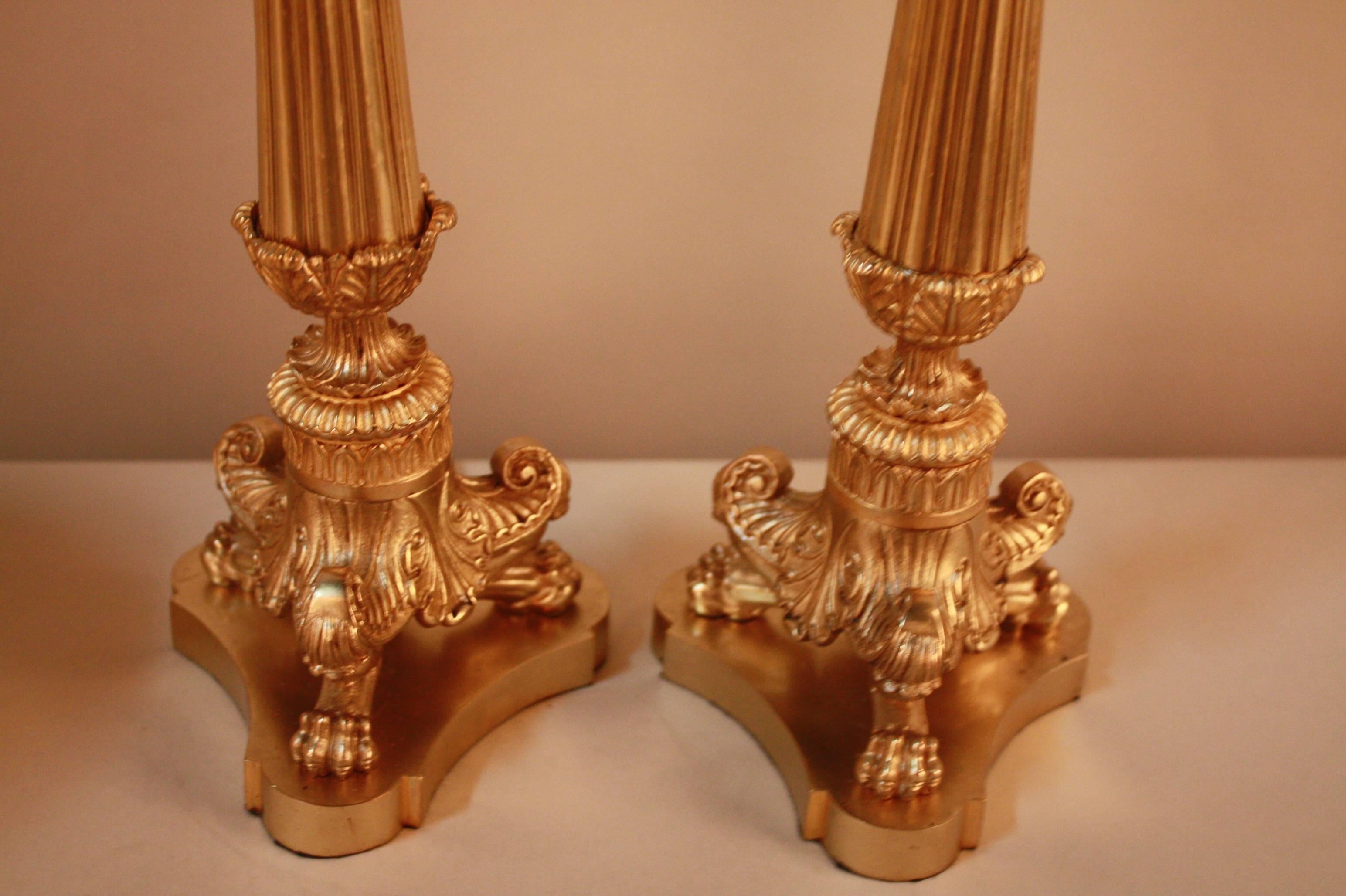 Pair of French Empire Style Bronze Table Lamps 2