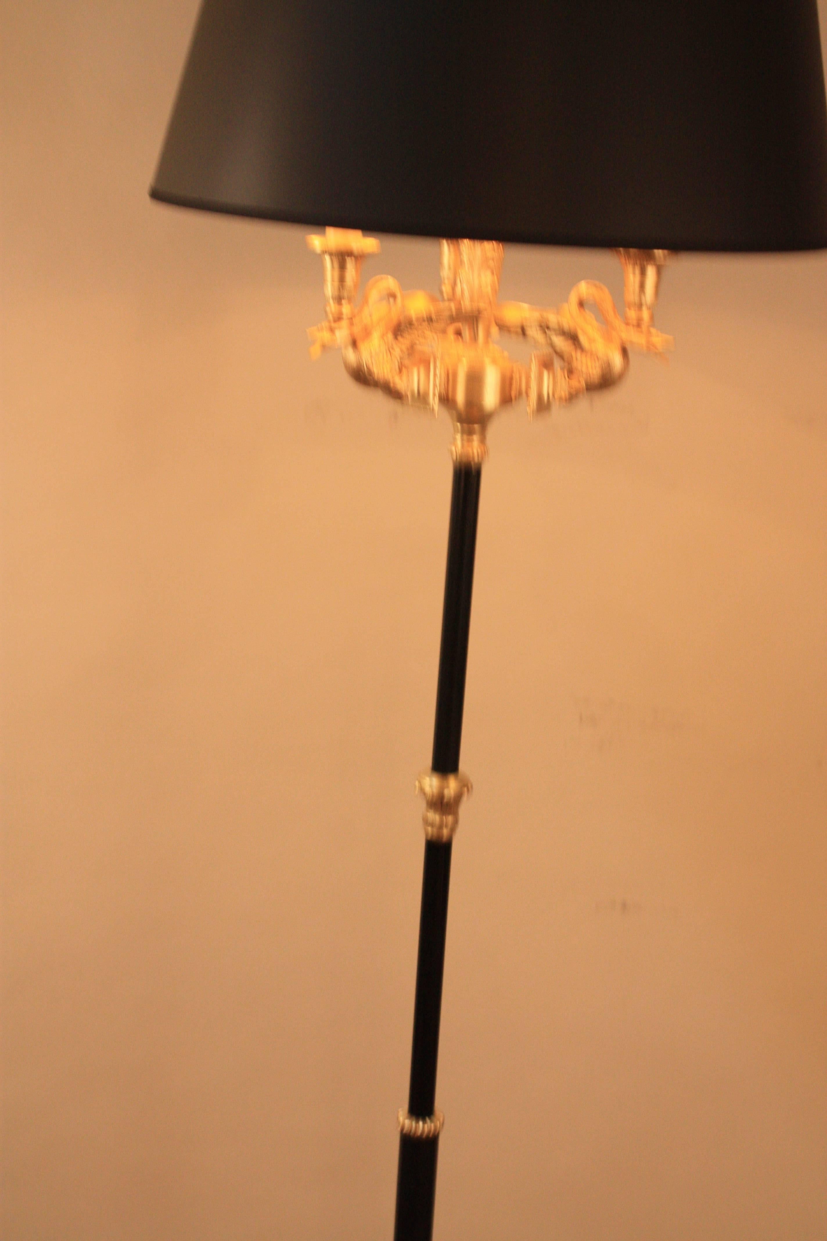 Lacquered  French Empire Style Bronze Floor Lamp