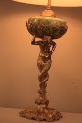 19th Century Bronze Neptune Table Lamp
