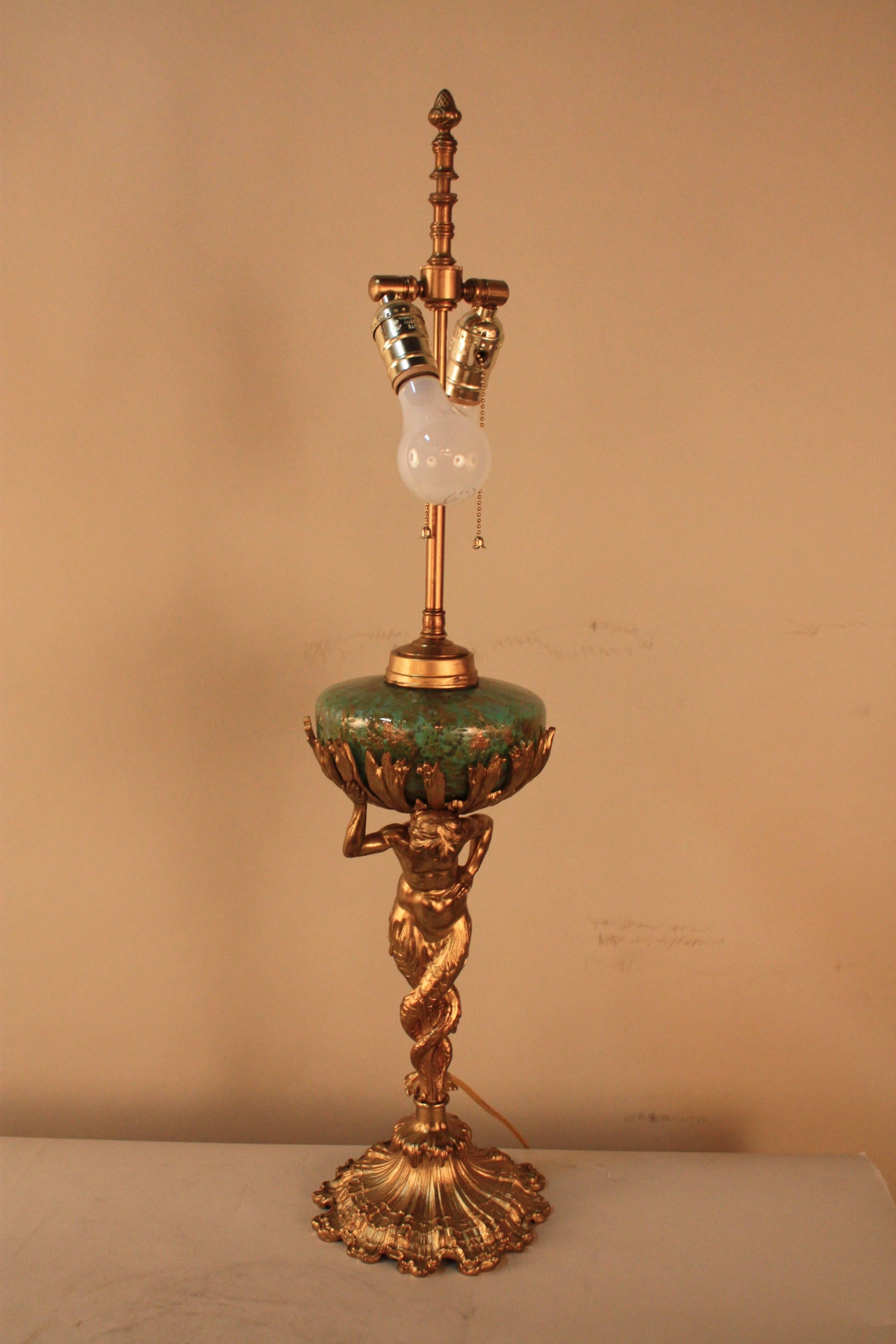 Empire 19th Century Bronze Neptune Table Lamp