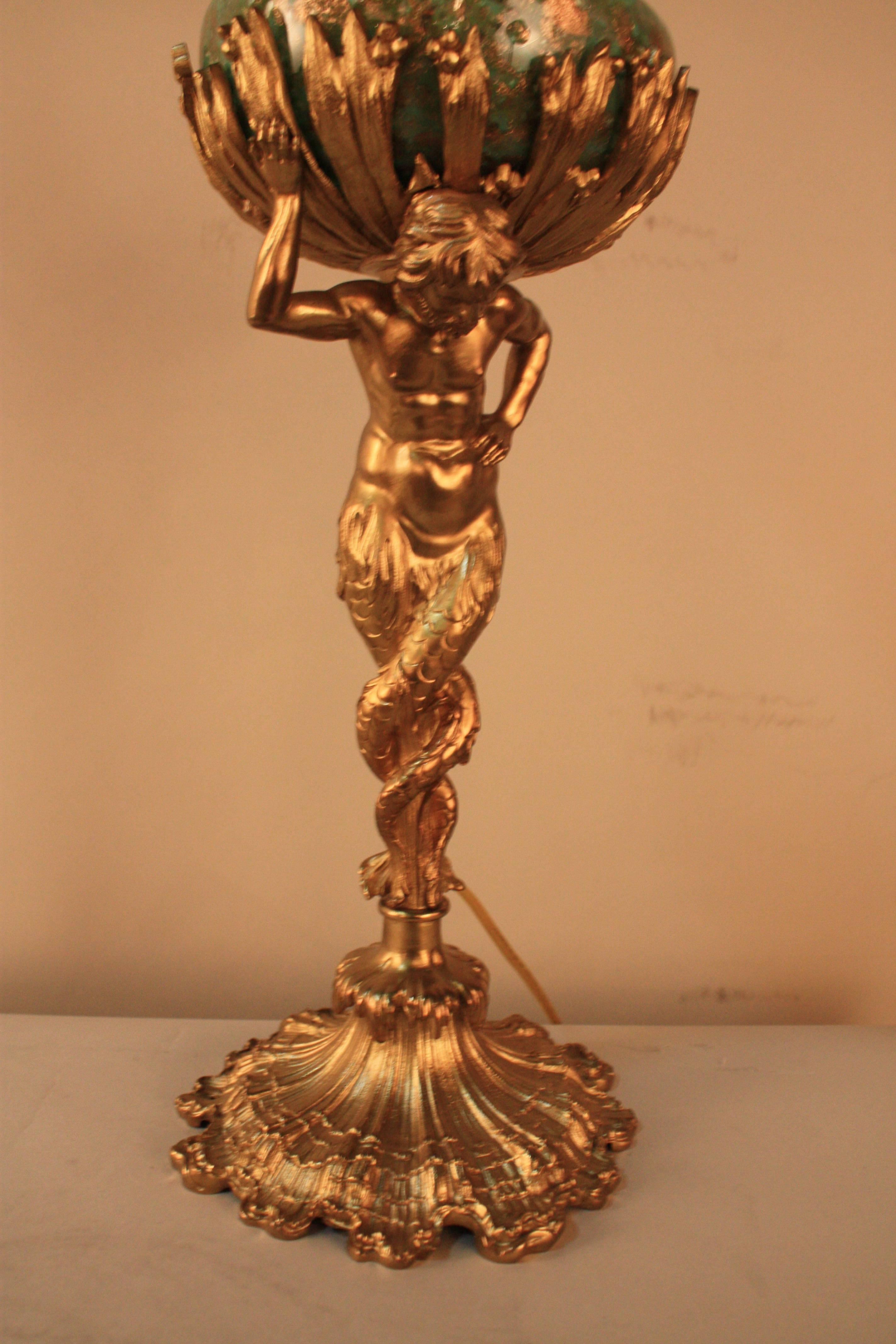 19th Century Bronze Neptune Table Lamp 2