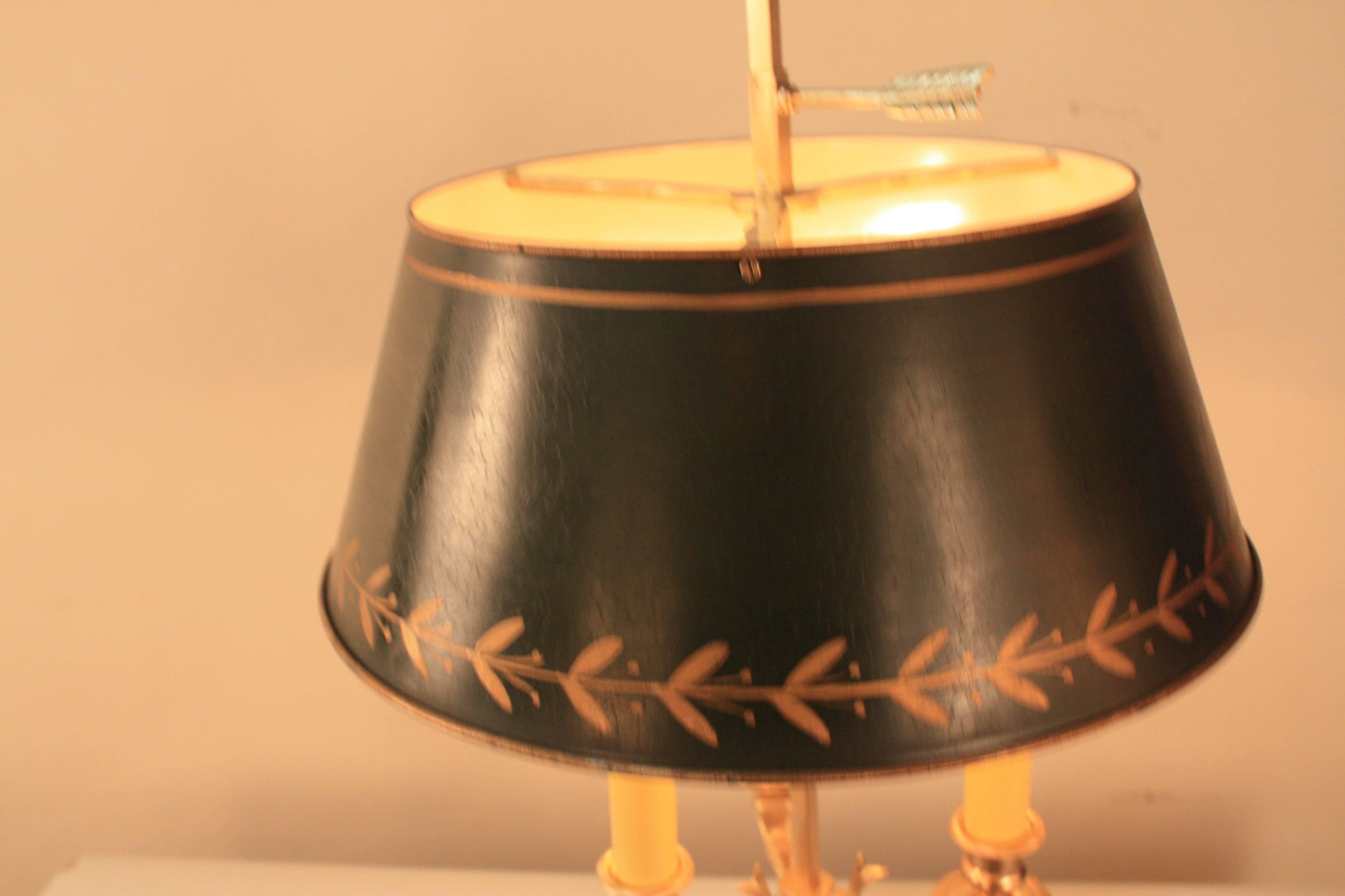 Mid-20th Century French Bronze Empire Style Bouillotte Table Lamp