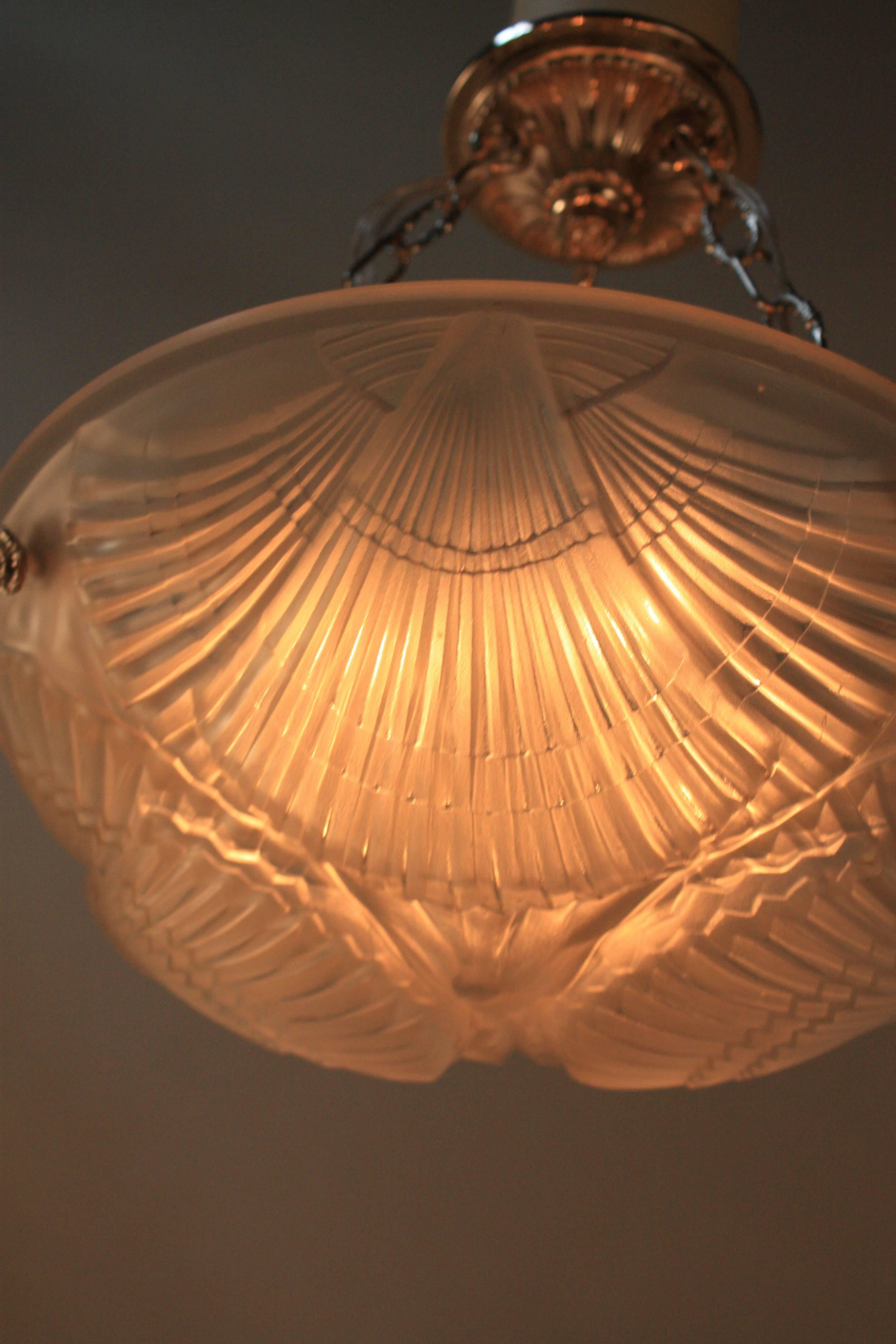 French Art Deco Chandelier by Jean Noverdy 2