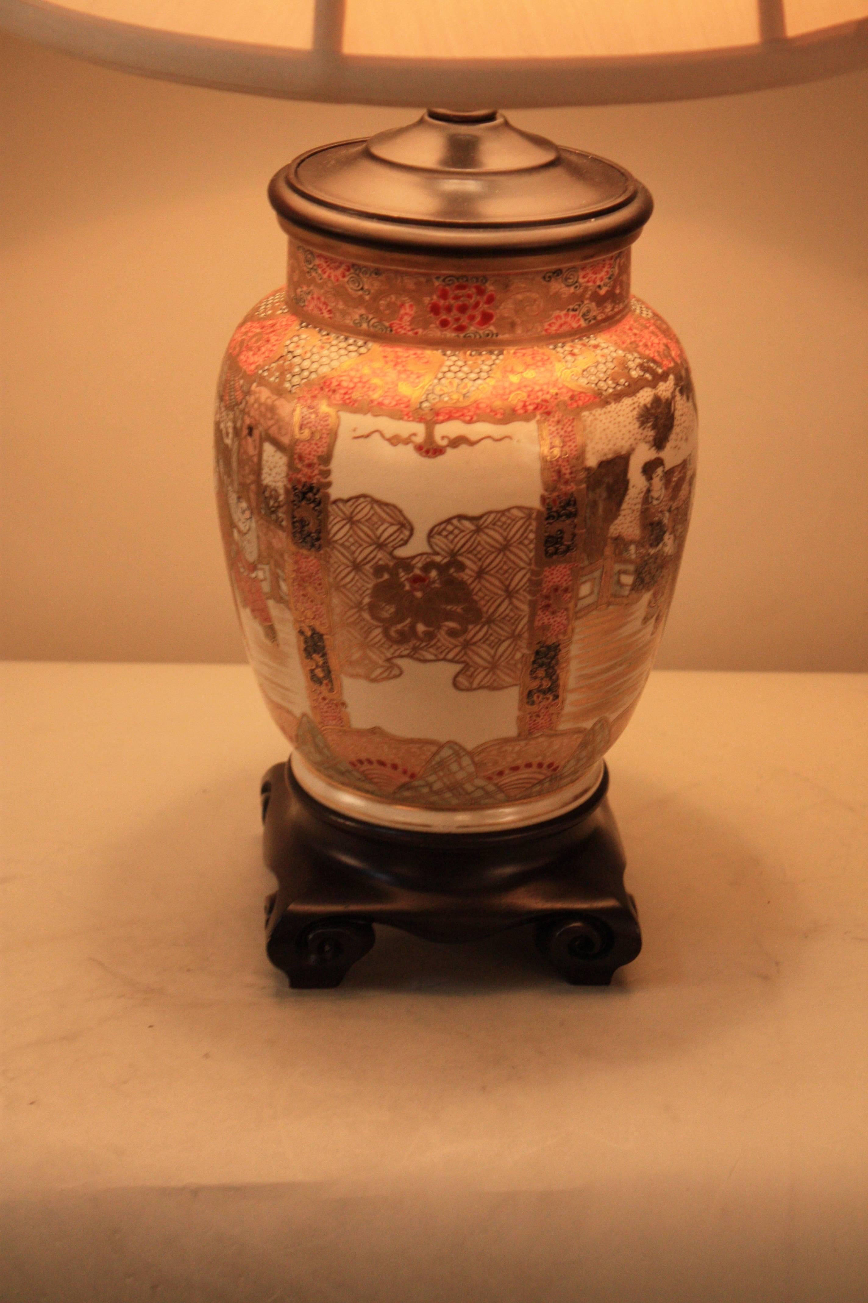 Japanese Pair of 19th Century Satsuma Table Lamps