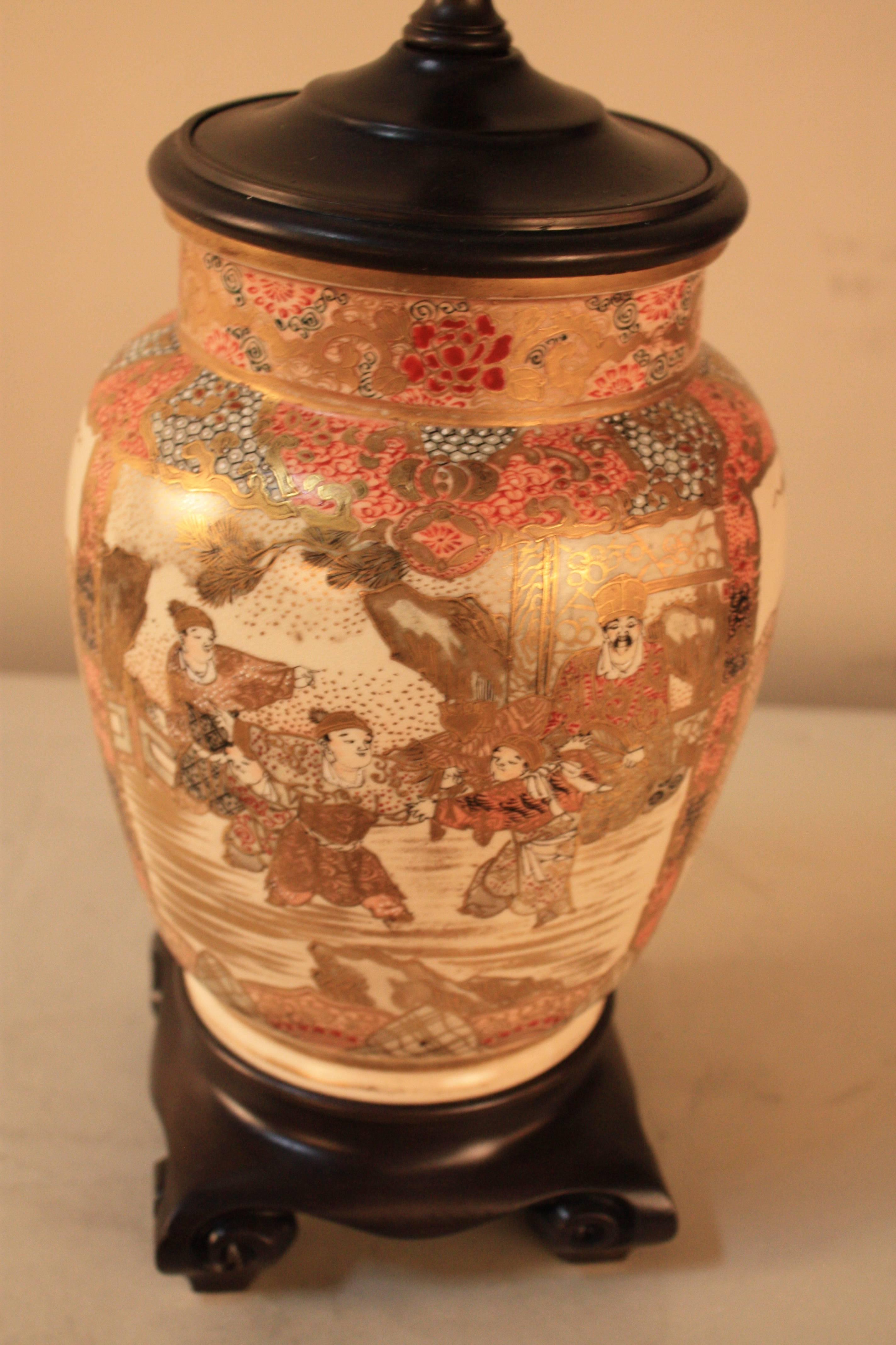 Pair of 19th Century Satsuma Table Lamps In Good Condition In Fairfax, VA