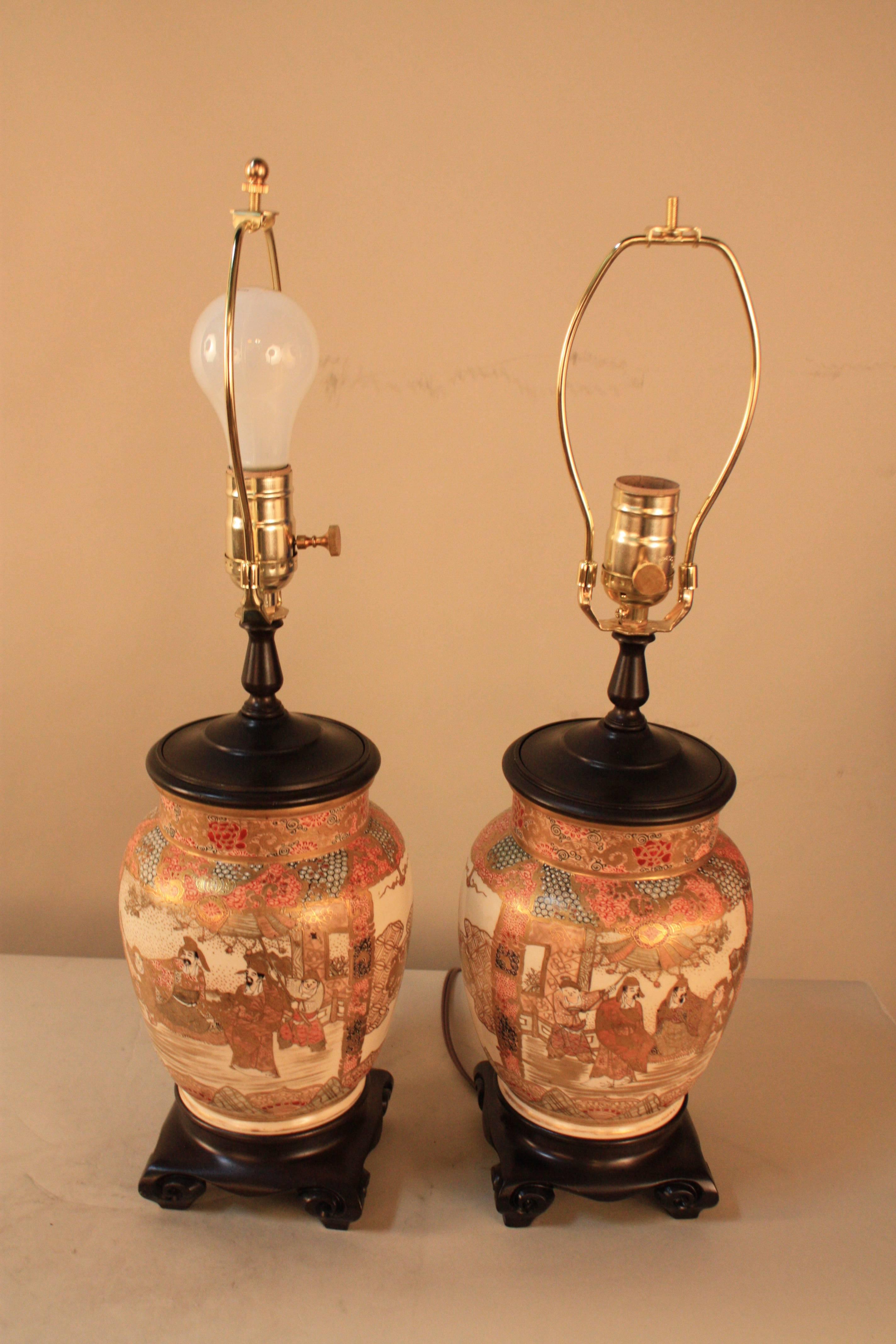 Pair of 19th Century Satsuma Table Lamps 2
