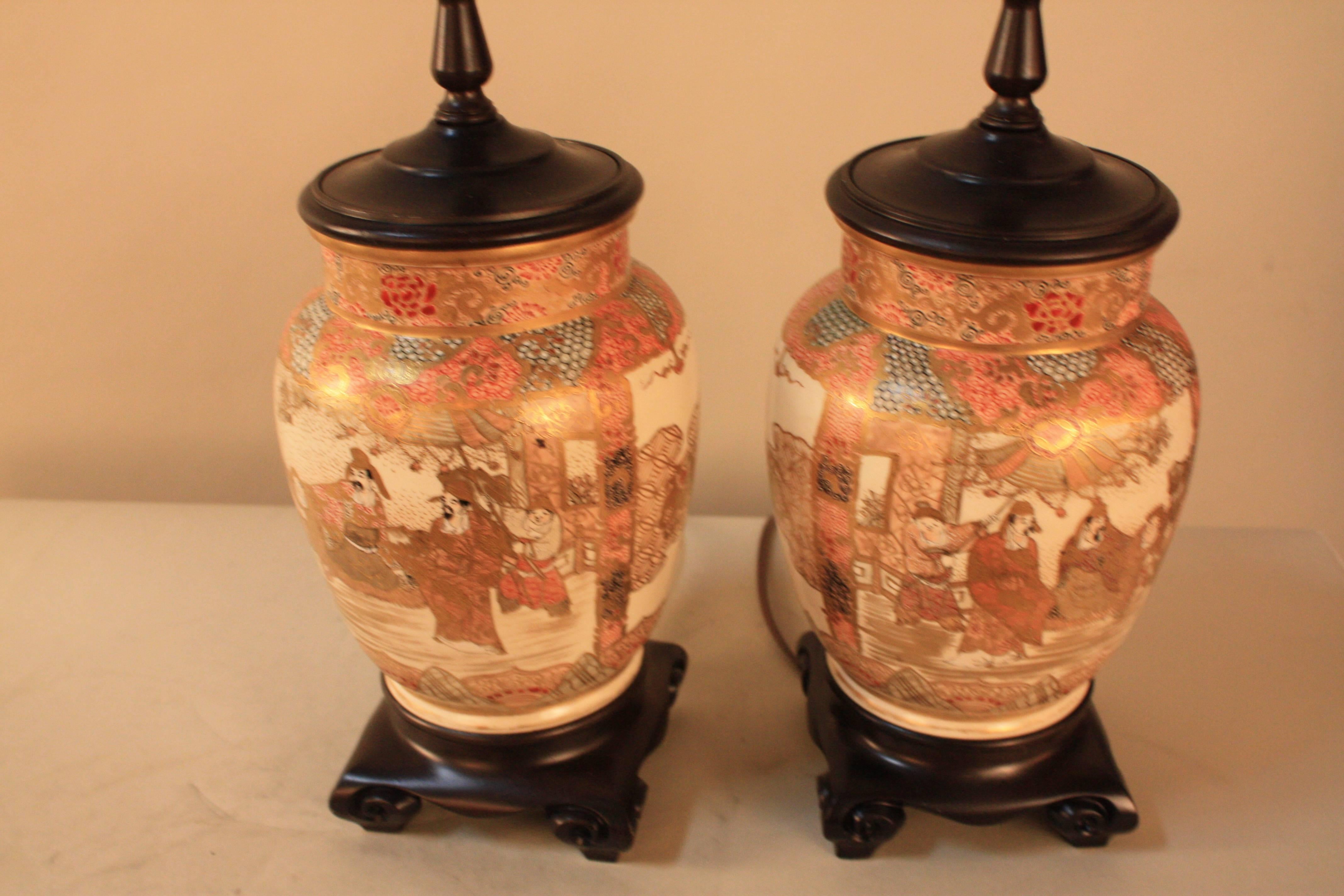 Pair of 19th Century Satsuma Table Lamps 3