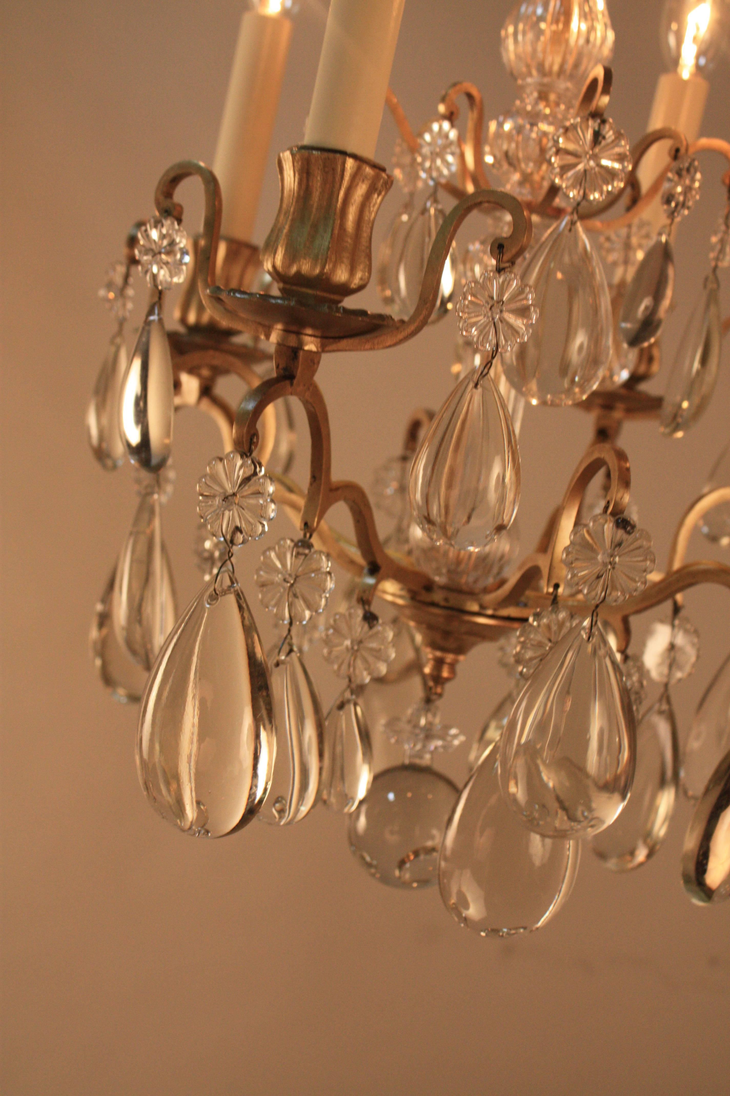 French Crystal and Bronze Chandelier 1
