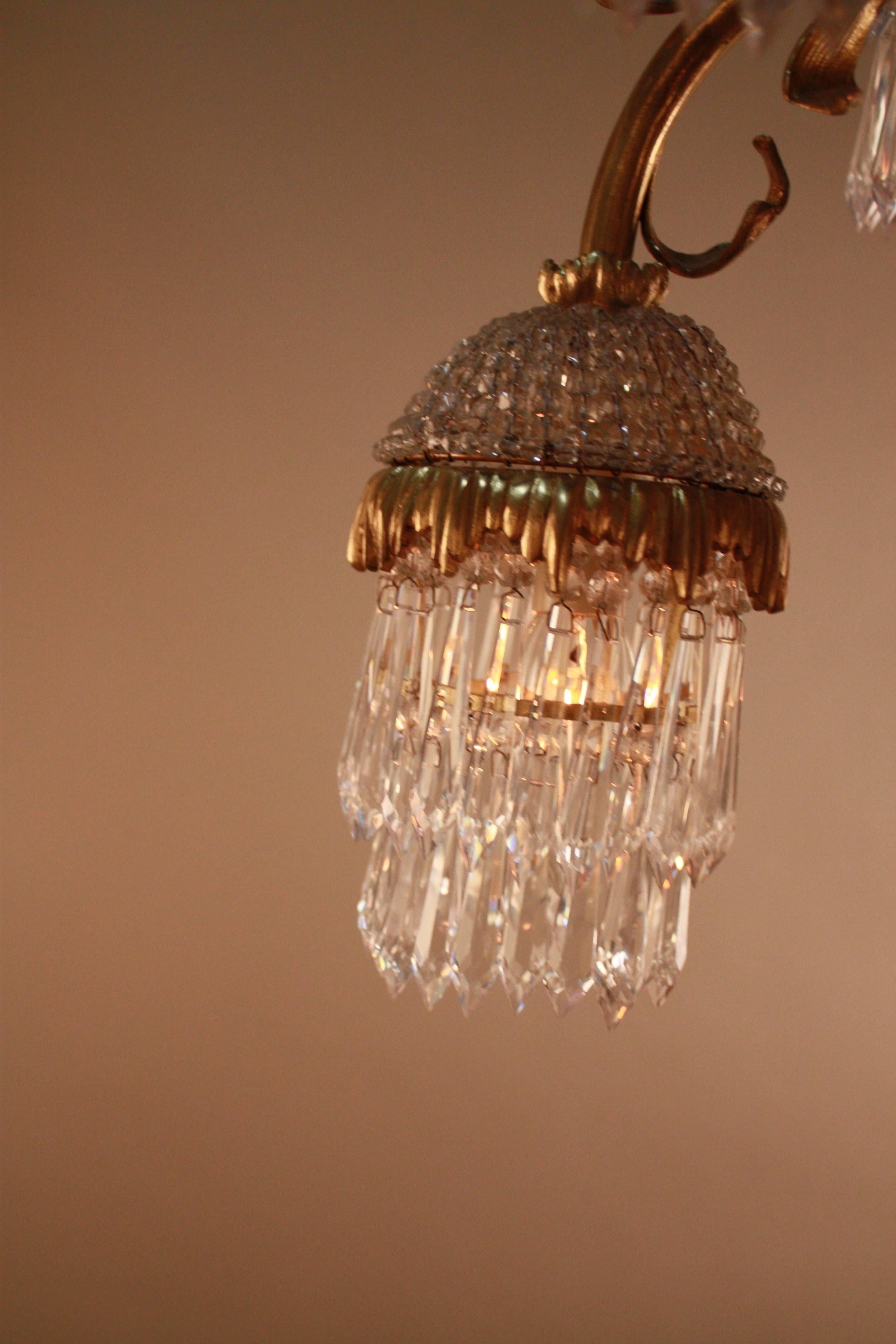 Exquisite Mid-Century Bronze and Crystal French Chandelier by Maison Bagues 3