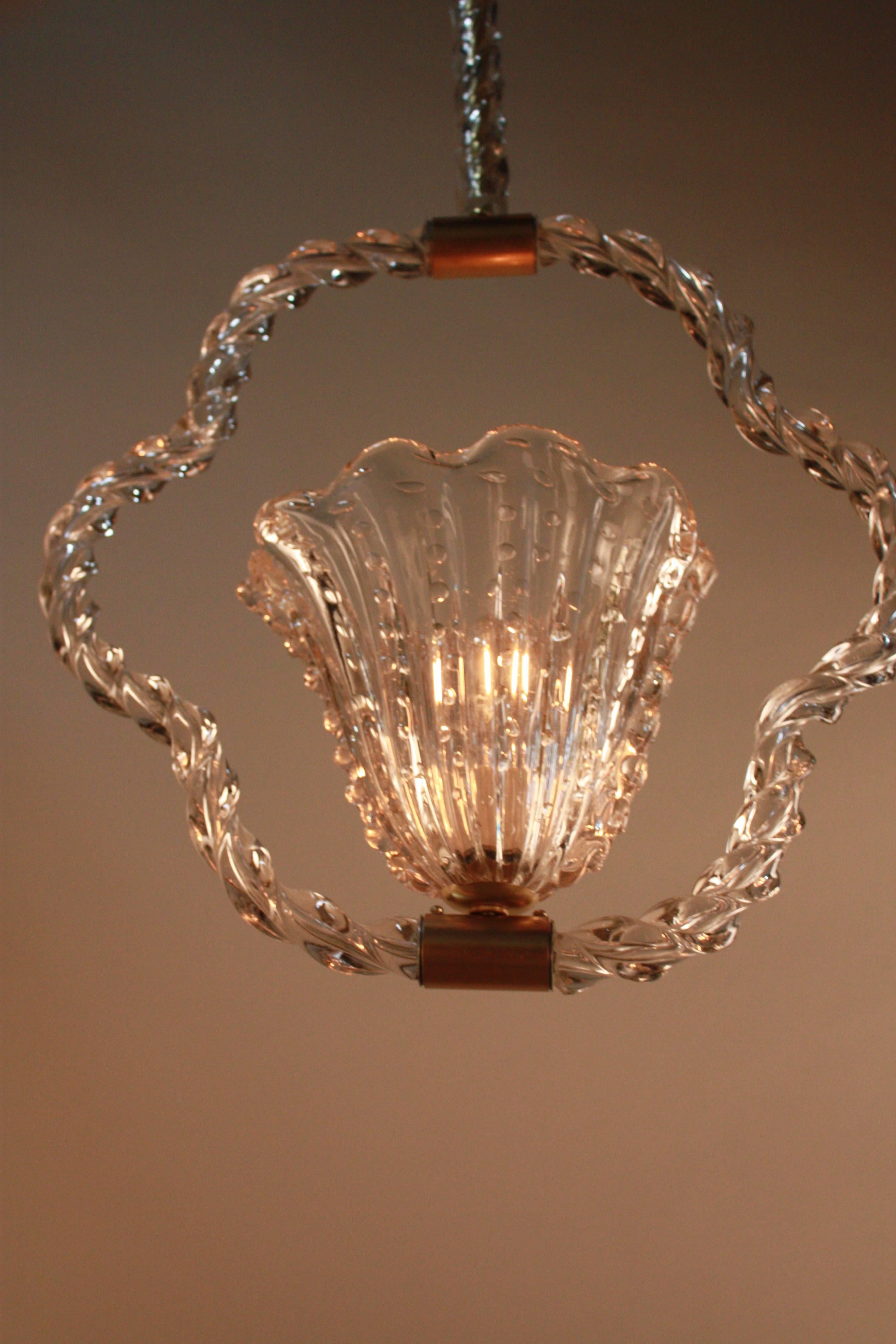 Mid-20th Century Mid-Century Barovier and Toso Murano Glass Chandelier