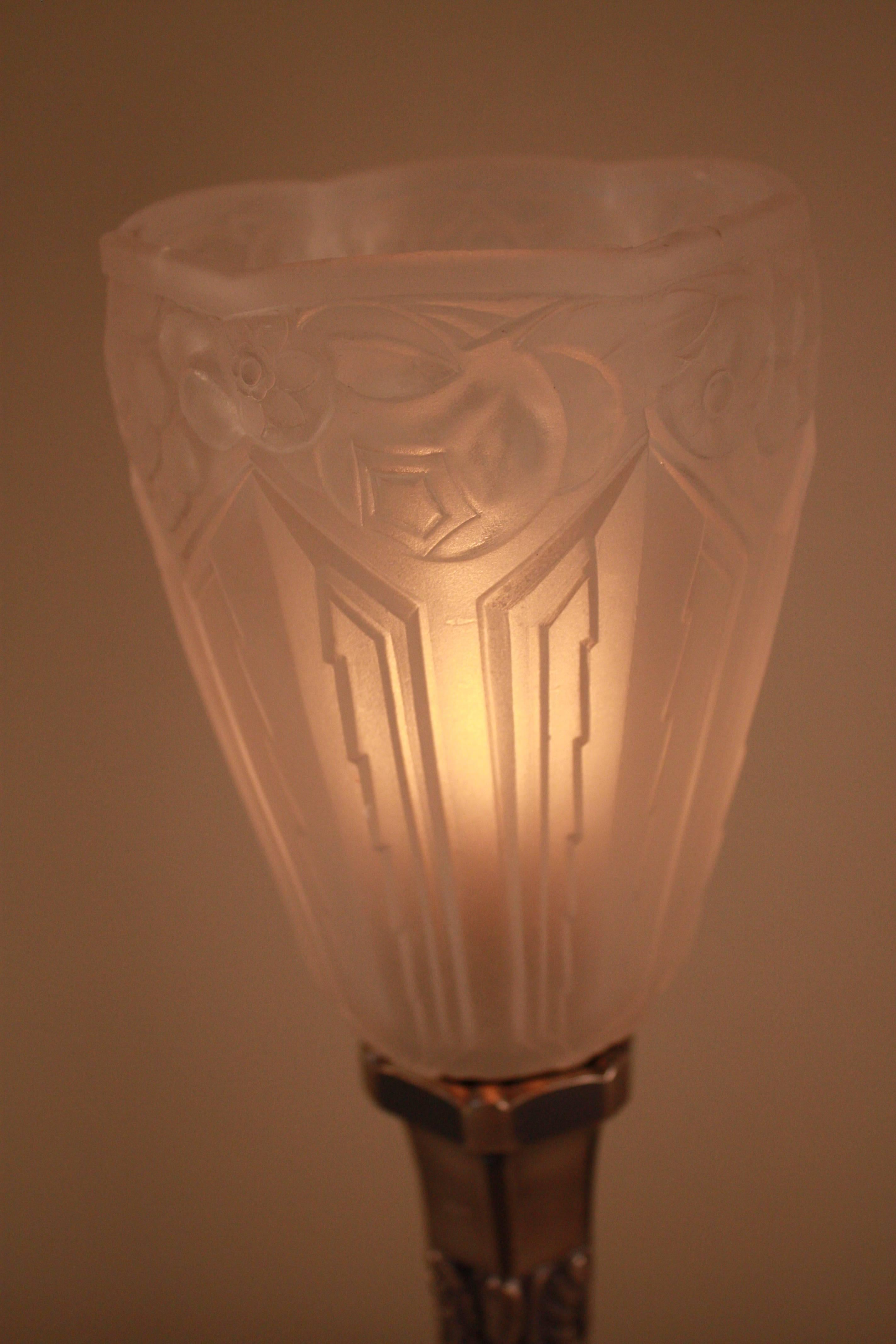Glass French Art Deco Table Lamp