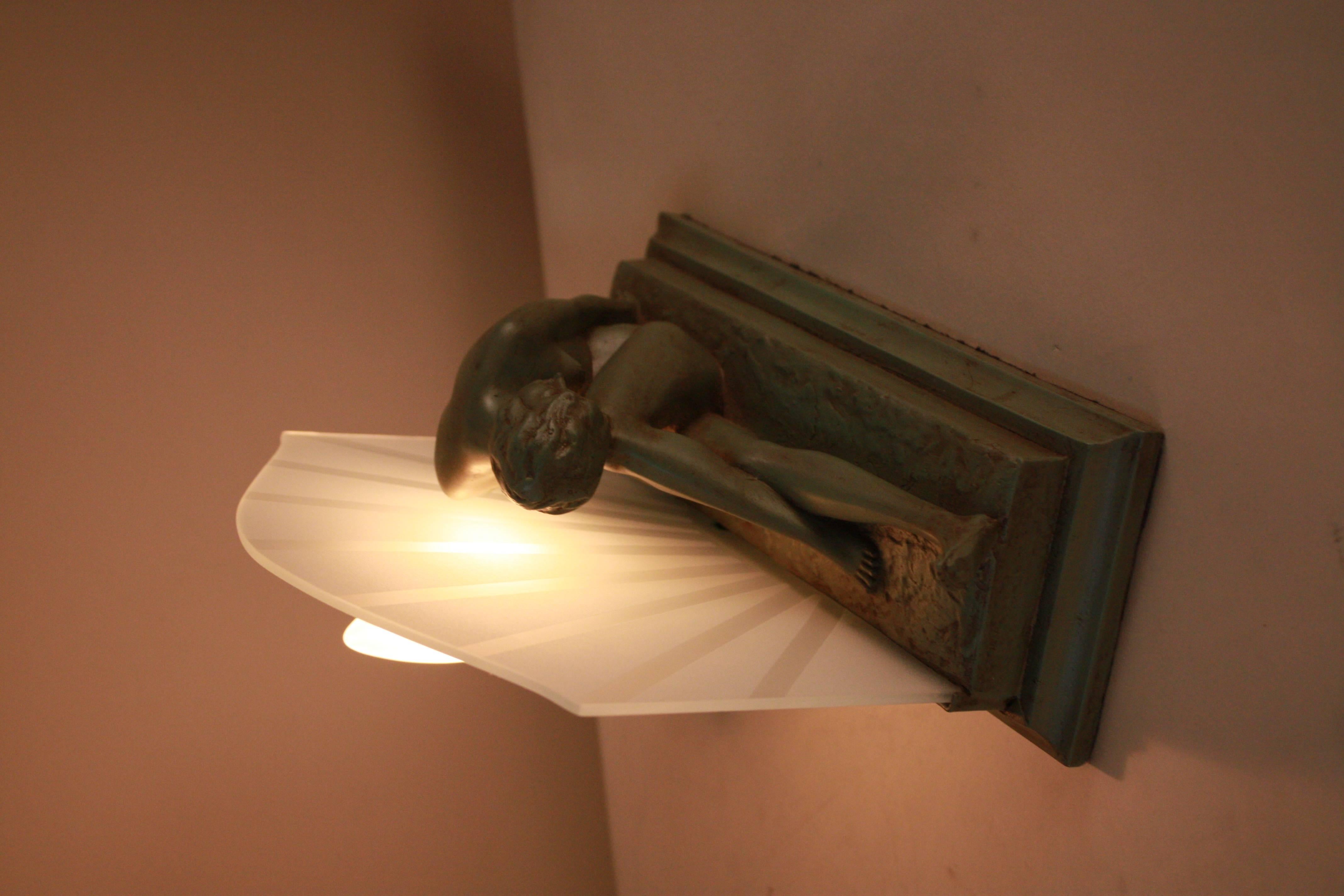 American 1930s Nude Figure Art Deco Table Lamp 2
