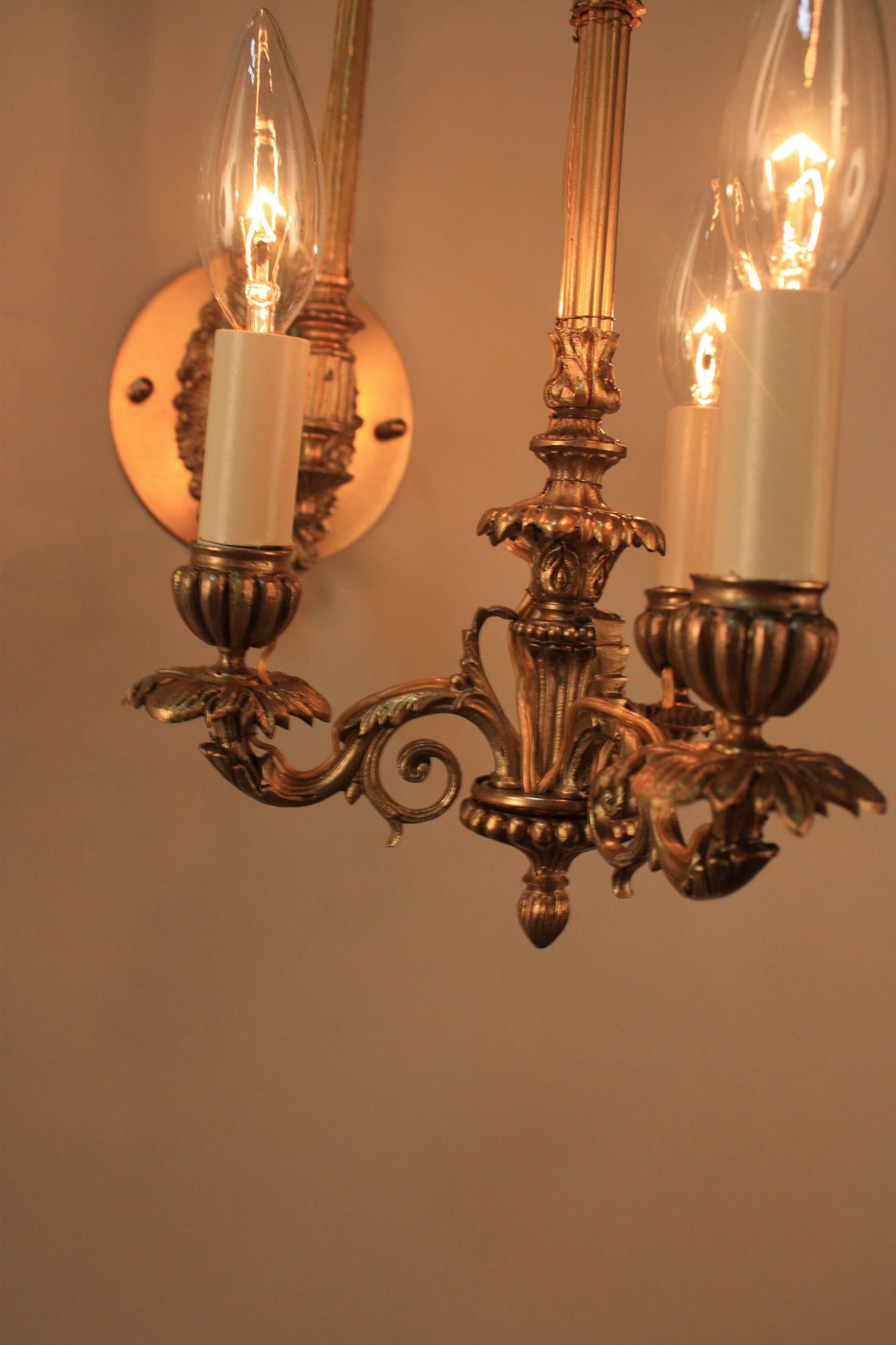 Pair of 19th Century French Empire Style Bronze Wall Sconces 1