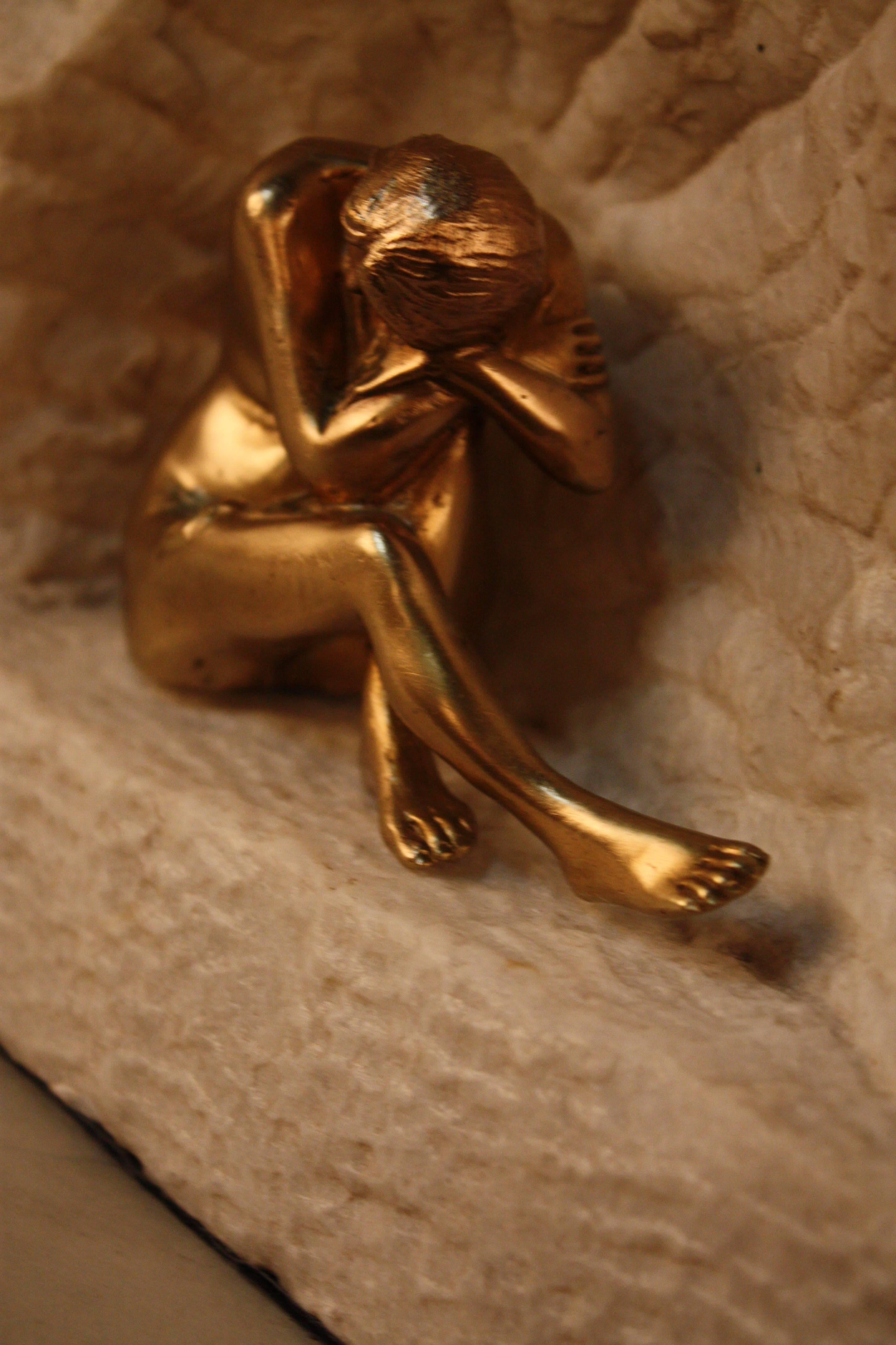 Nude Bronze Sculpture of a Sitting Woman In Good Condition In Fairfax, VA