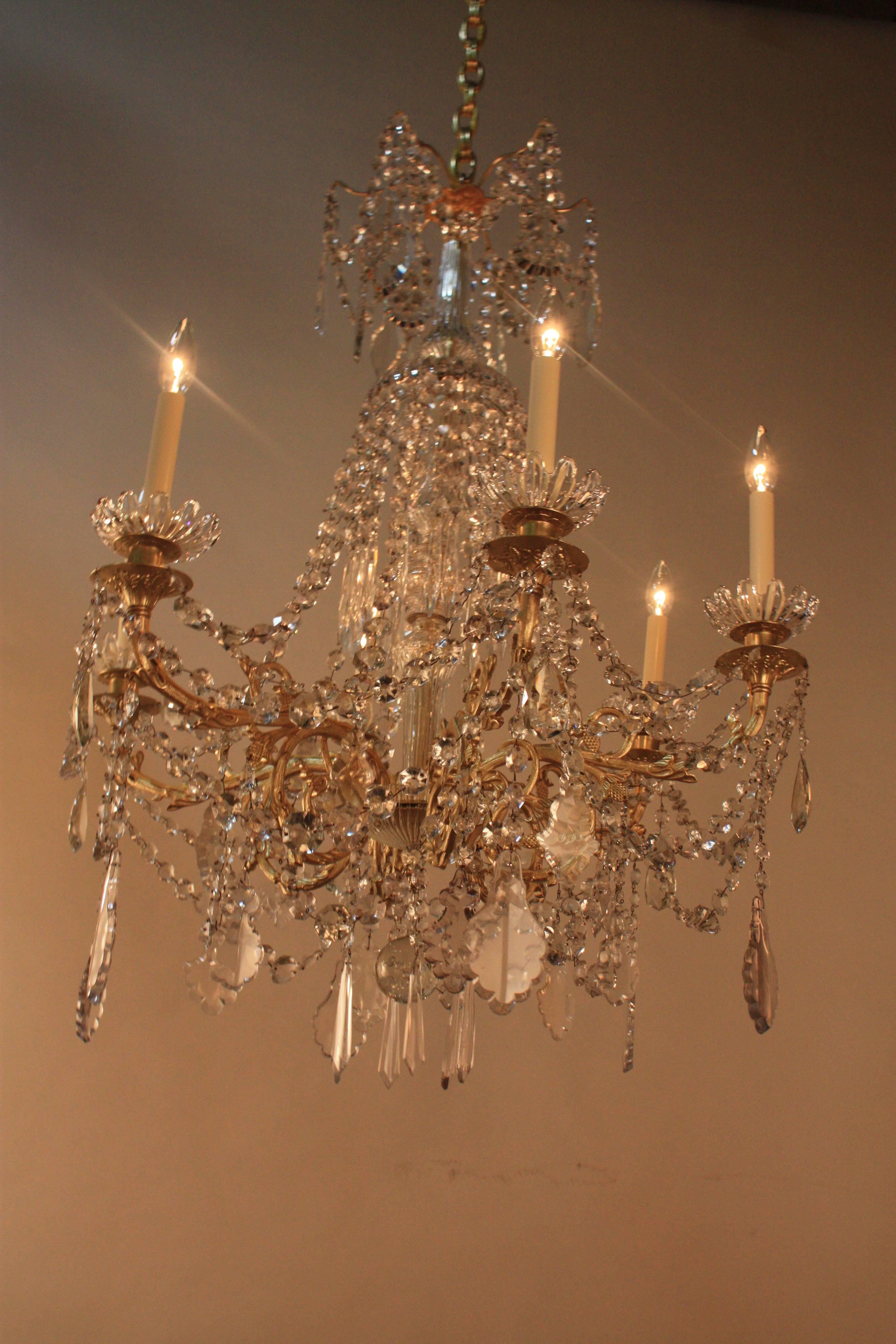 Bronze French 19th Century Baccarat Crystal Chandelier