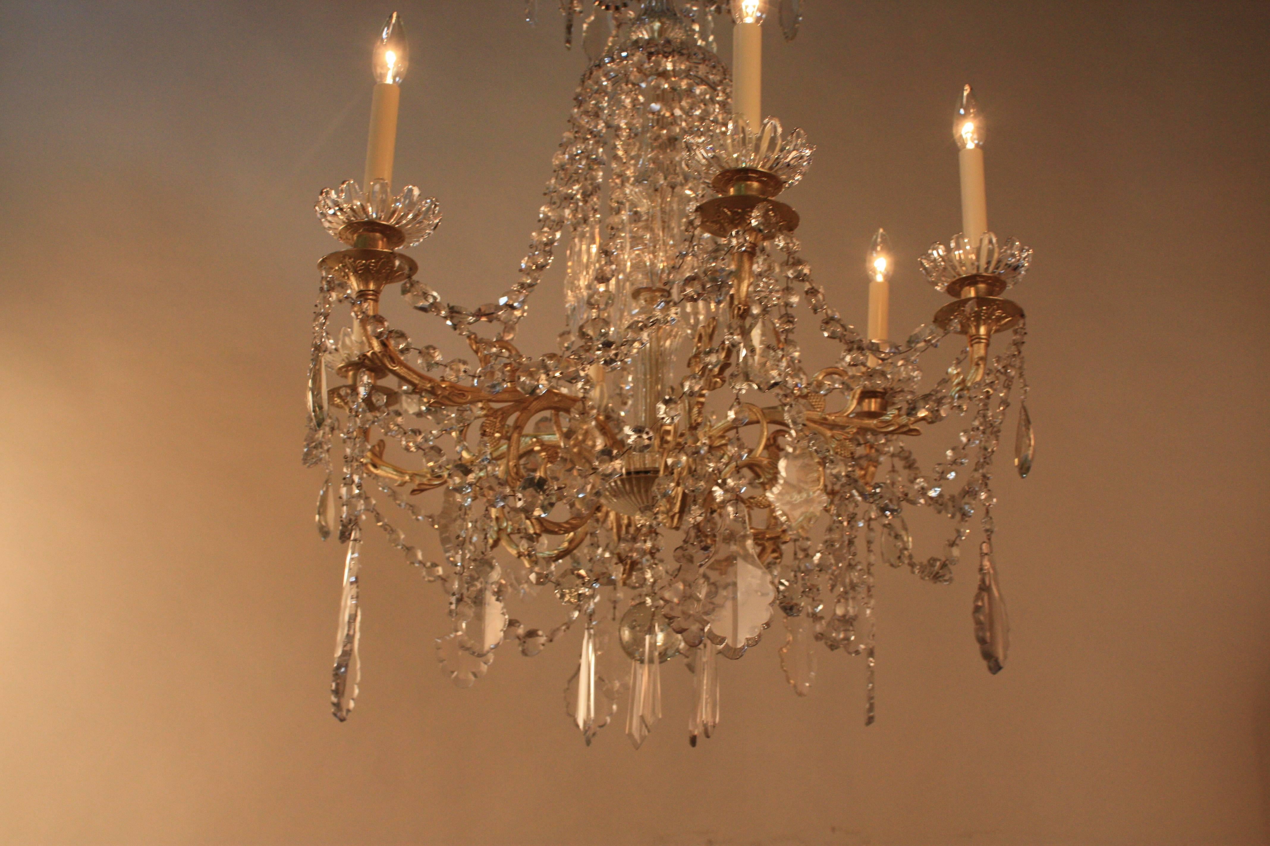 French 19th Century Baccarat Crystal Chandelier In Good Condition In Fairfax, VA