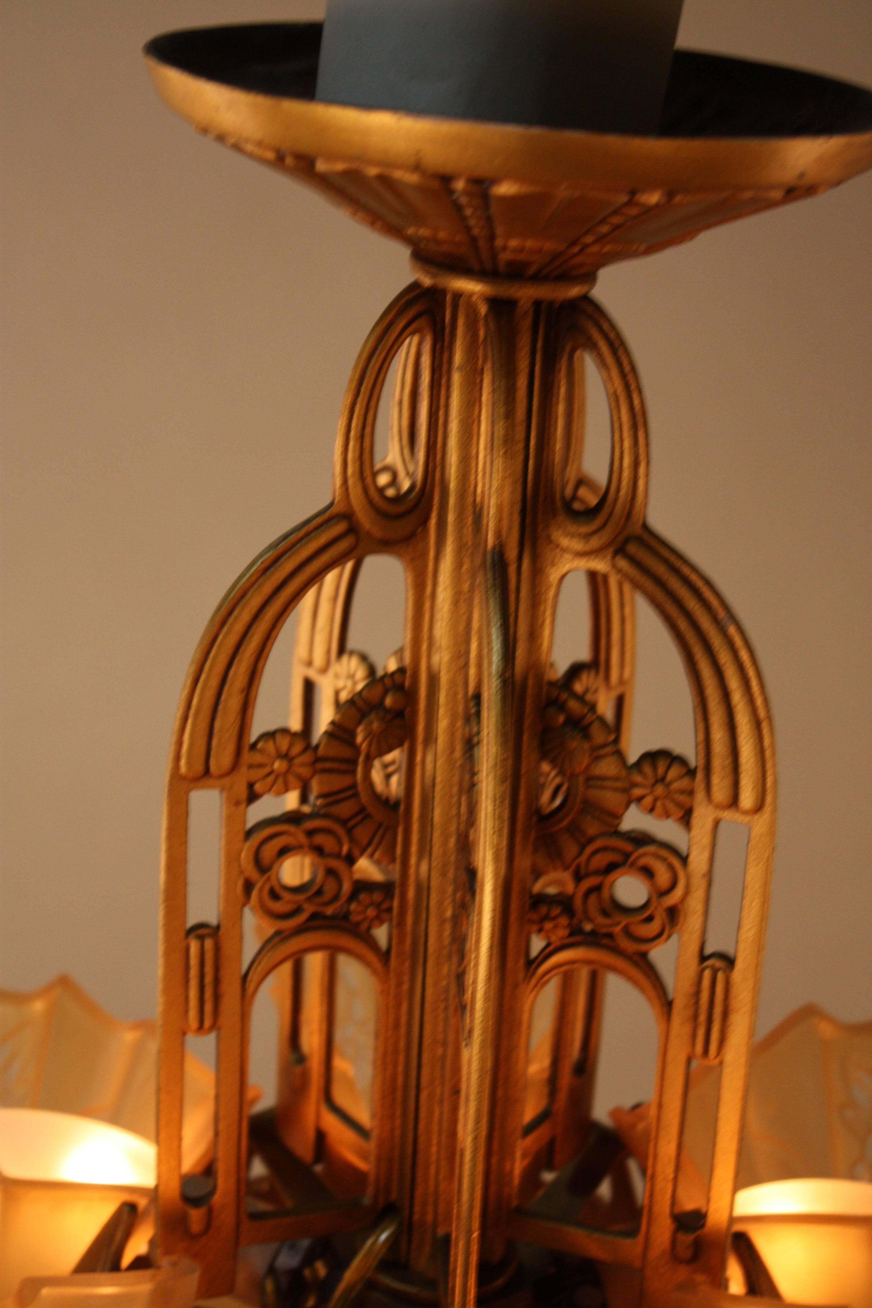  American Art Deco Chandelier by Lightolier 4