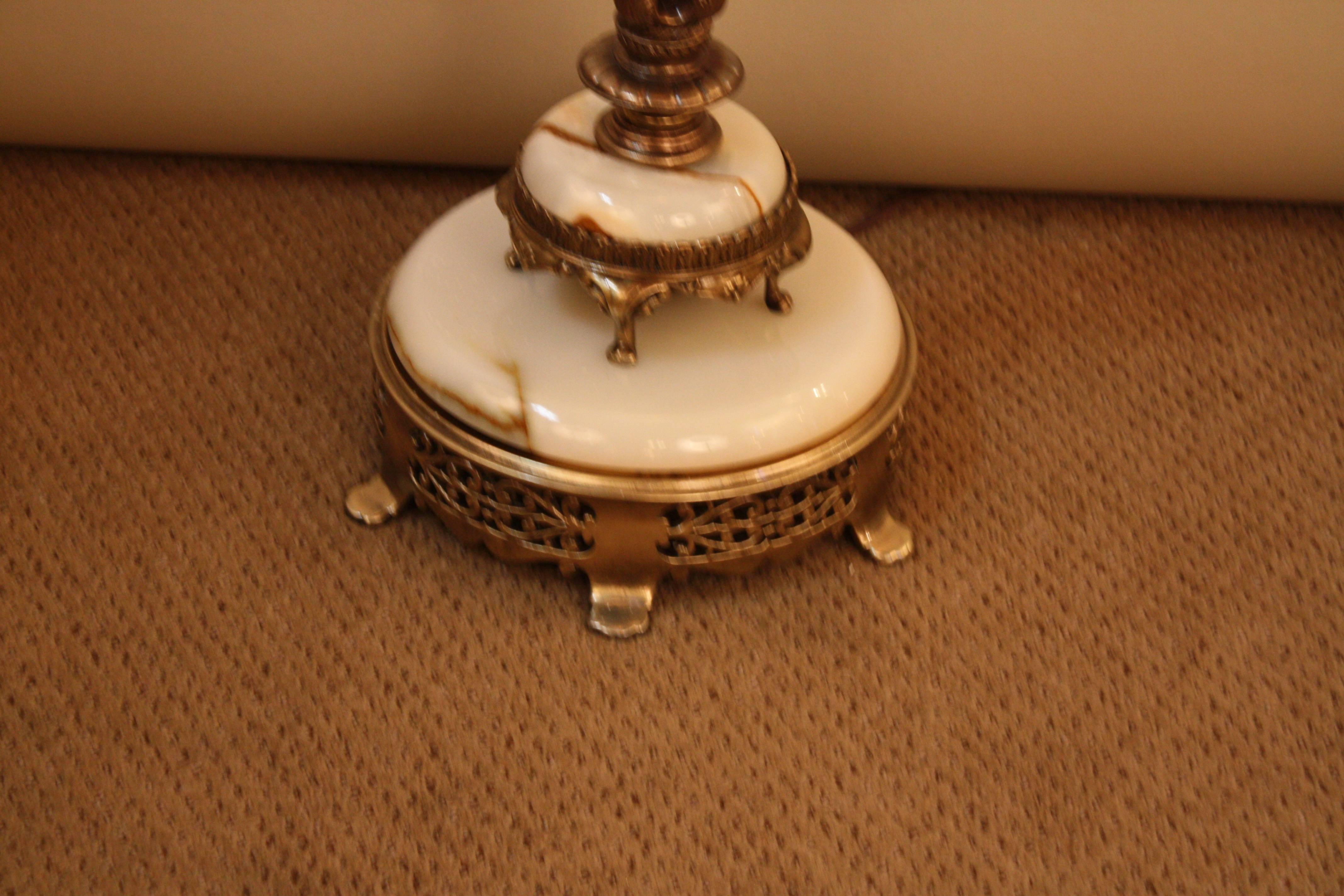 American Torchiere Floor Lamp with Onyx Base In Good Condition In Fairfax, VA
