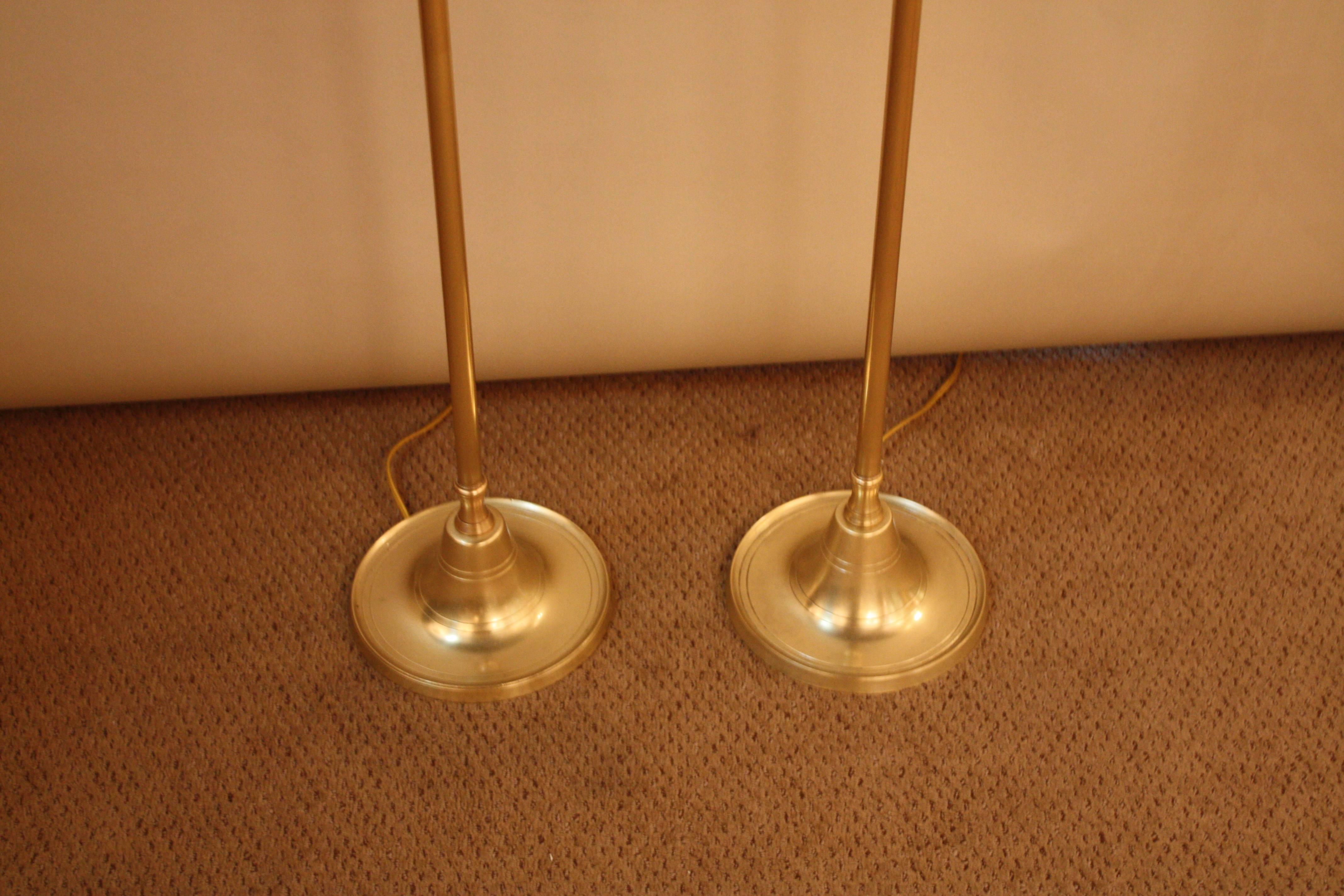 French Maison Baguès Pair of Swing Arm Bronze Floor Lamps