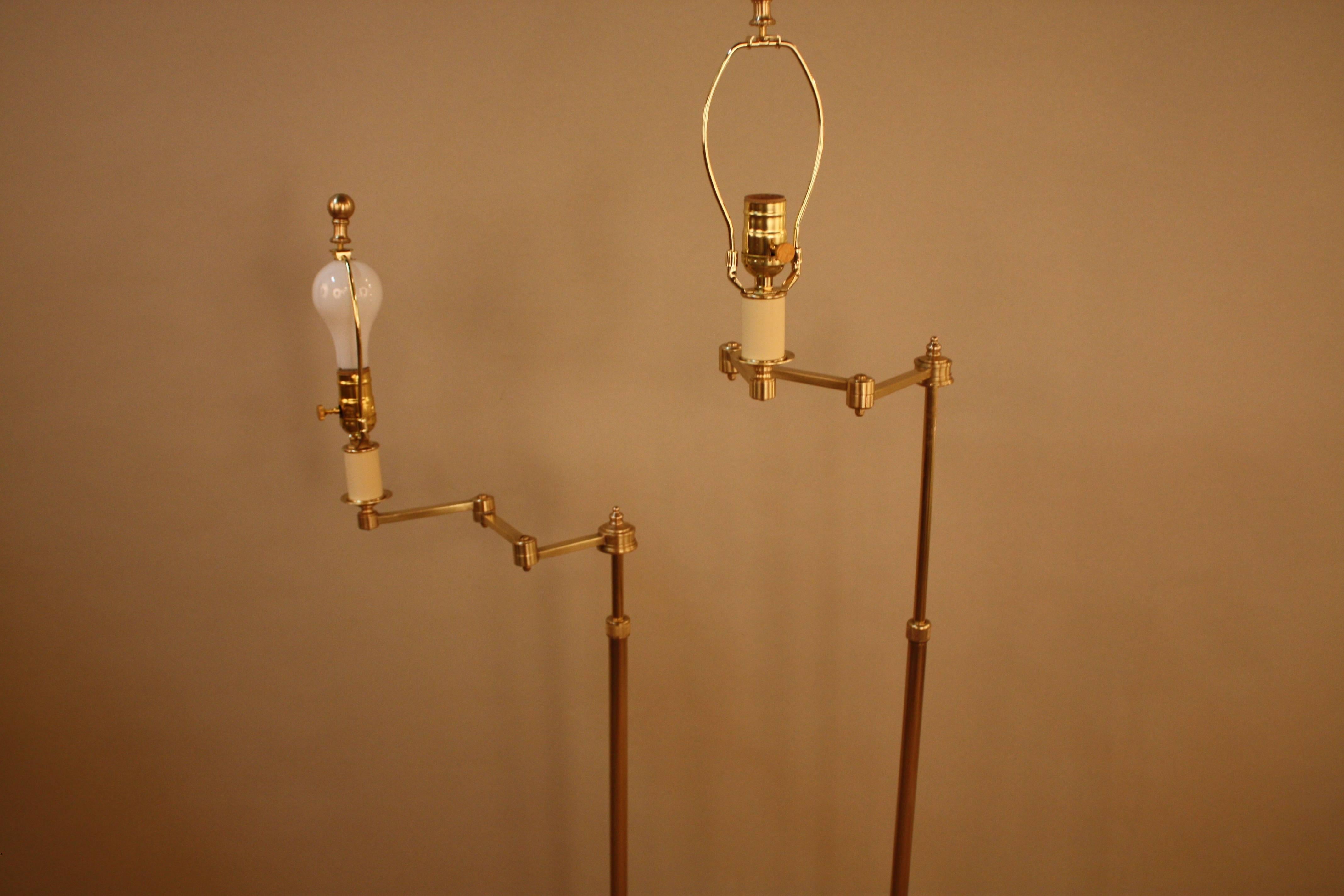 Maison Baguès Pair of Swing Arm Bronze Floor Lamps In Good Condition In Fairfax, VA