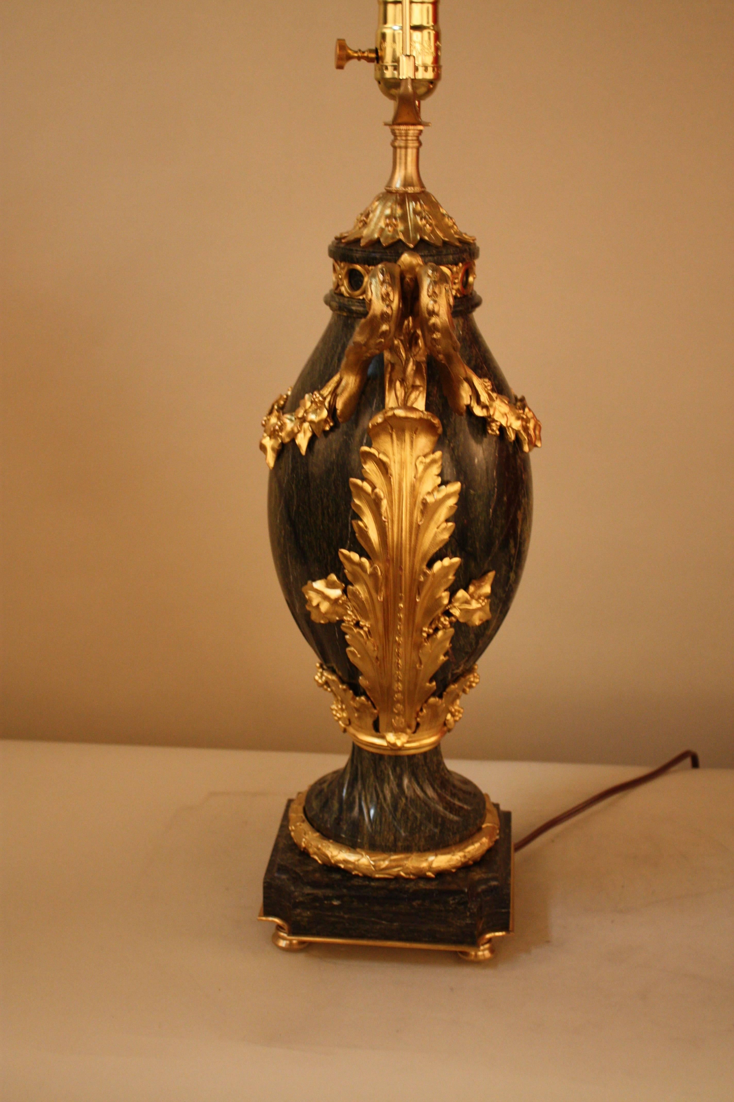 Pair of 19th Century French Gilt Bronze and Marble Urn-Form Table Lamps   4
