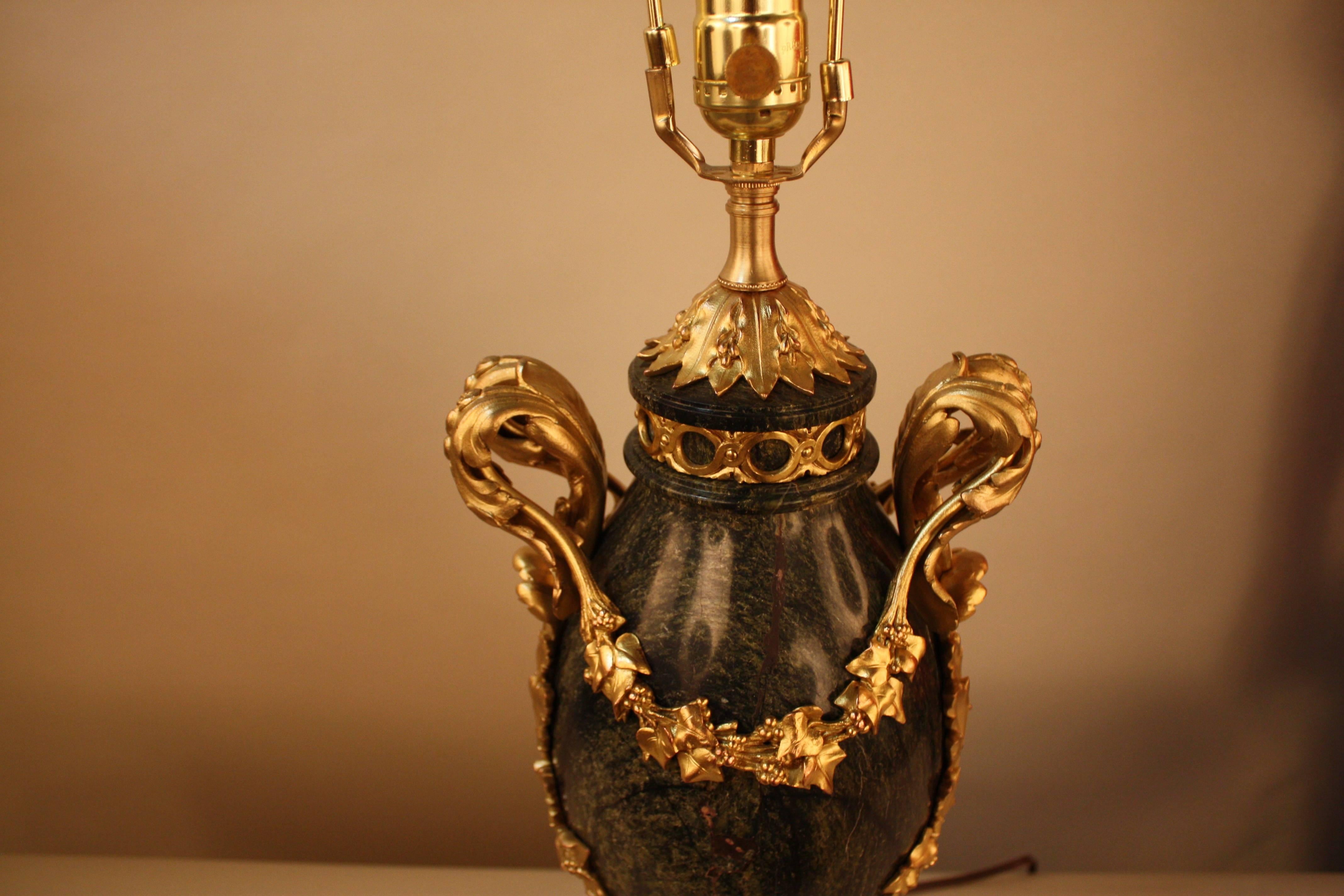 Pair of 19th Century French Gilt Bronze and Marble Urn-Form Table Lamps   5