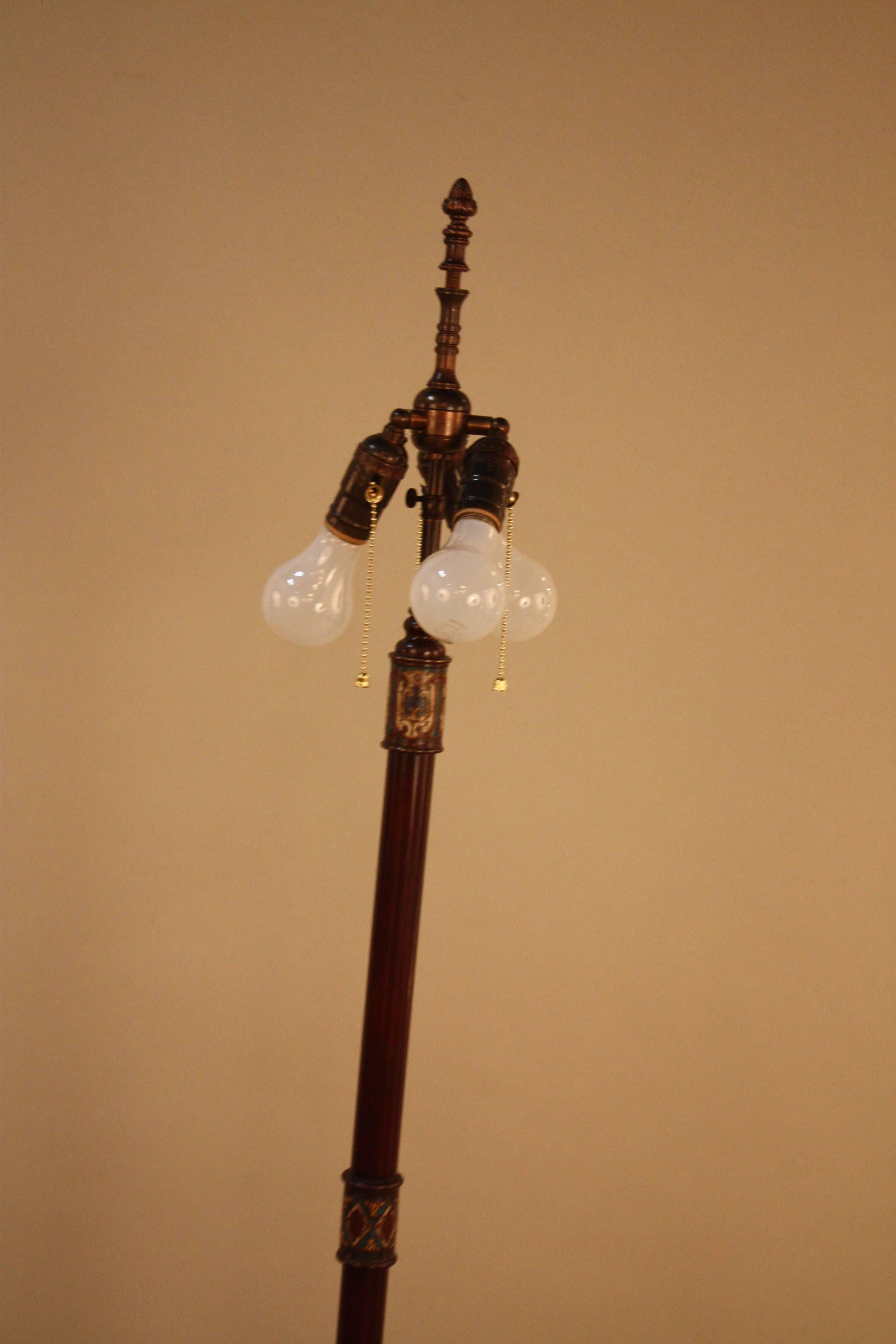 Early 20th Century Japanese Champlevé Bronze Floor Lamp In Good Condition In Fairfax, VA