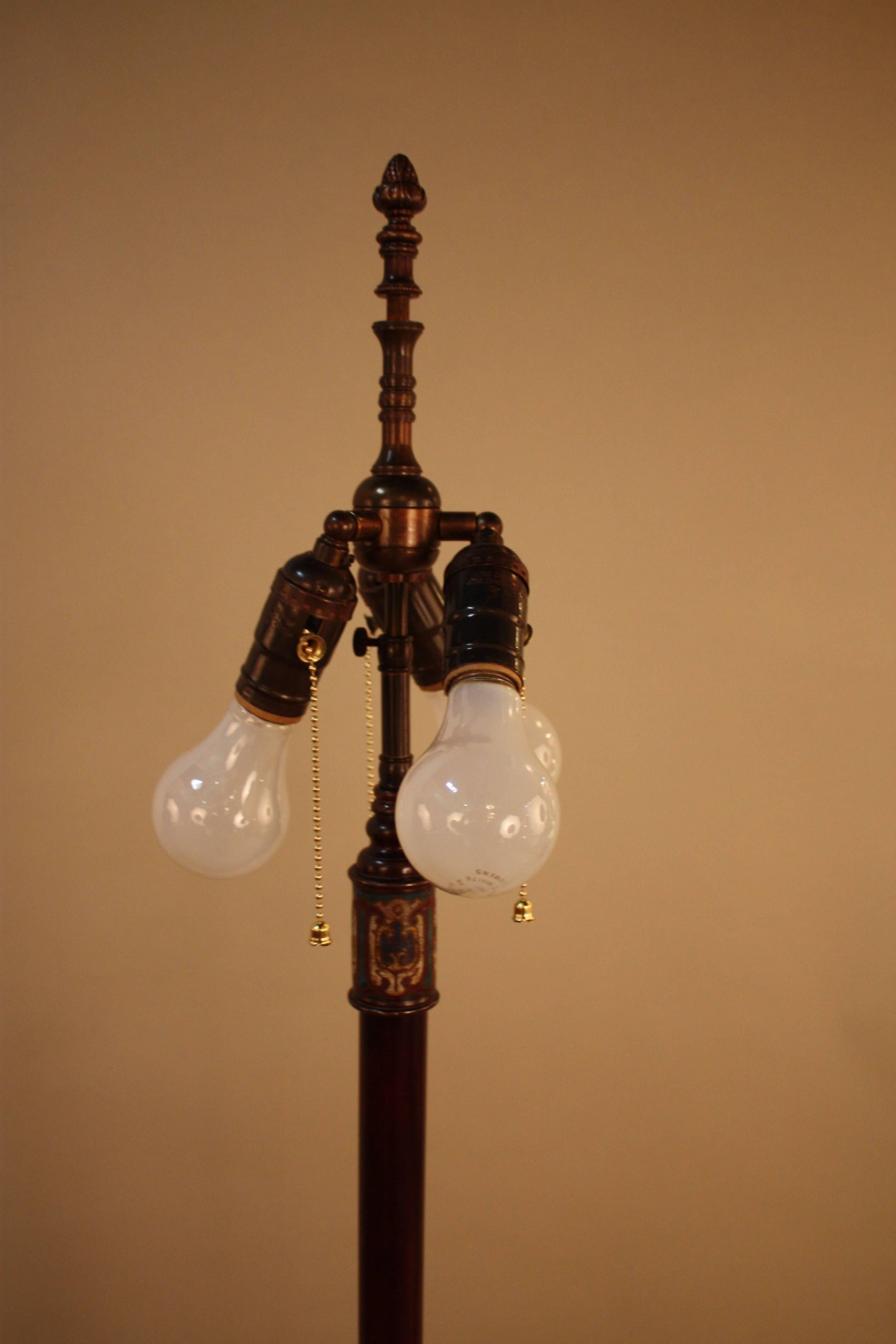 Early 20th Century Japanese Champlevé Bronze Floor Lamp 4