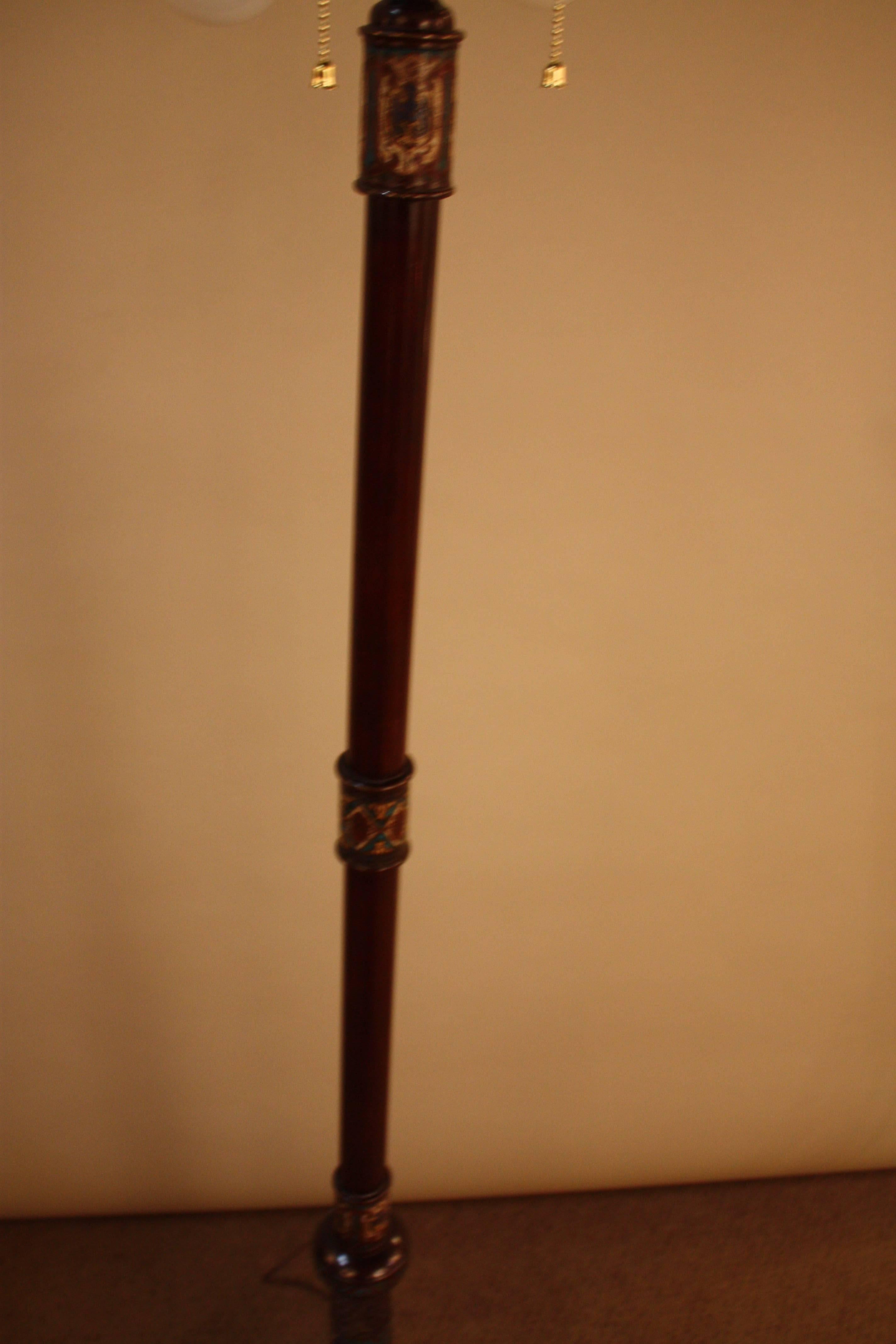 Early 20th Century Japanese Champlevé Bronze Floor Lamp 5