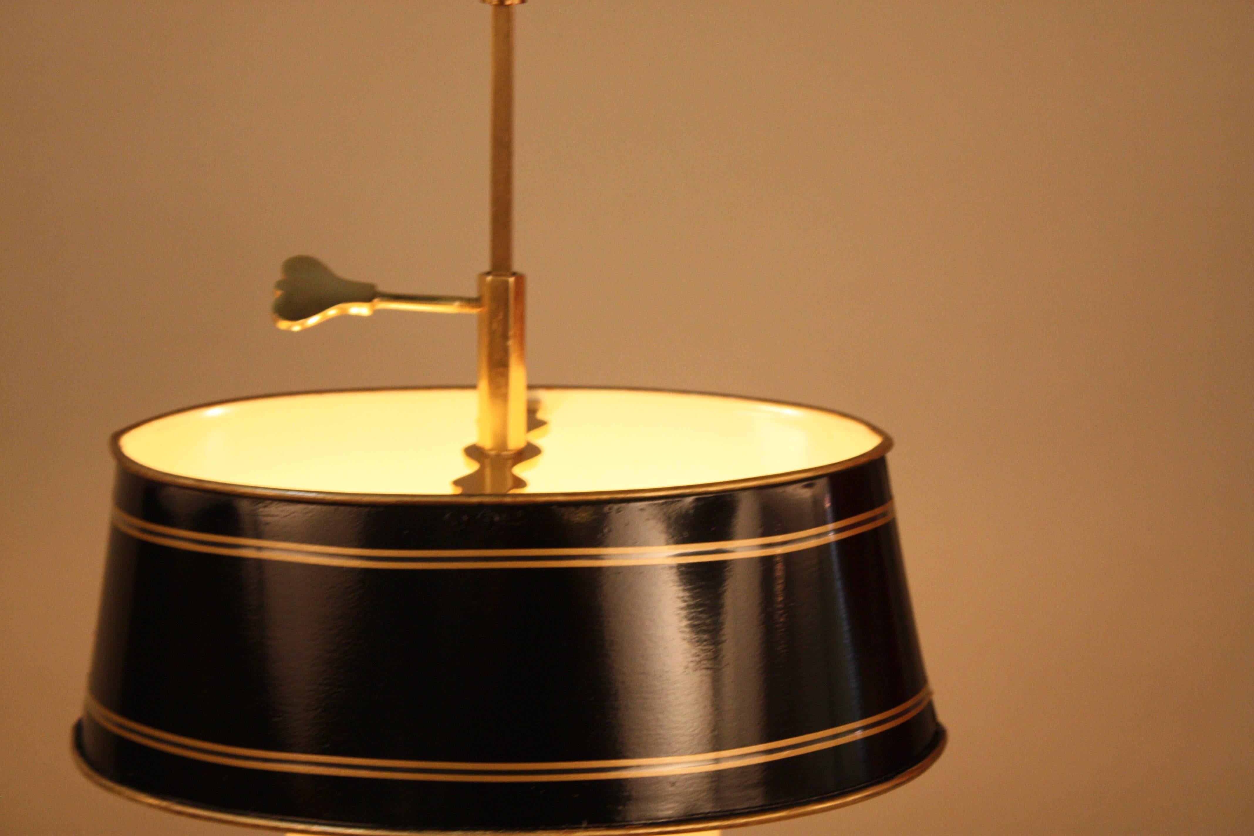 Lacquered French Bouillotte Desk Lamp with Tole Shade