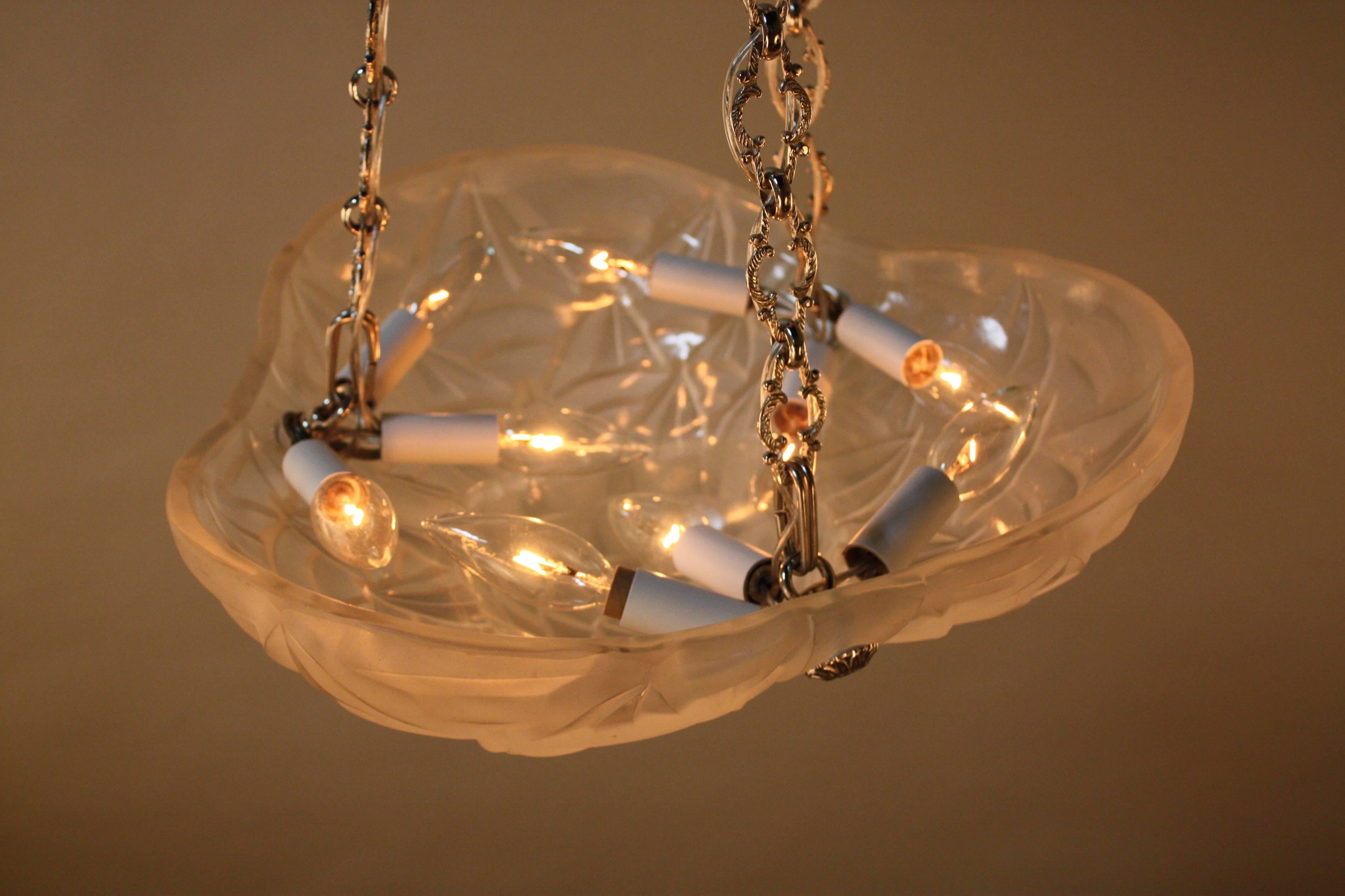 Pair of French Art Deco Chandelier by Degue 5