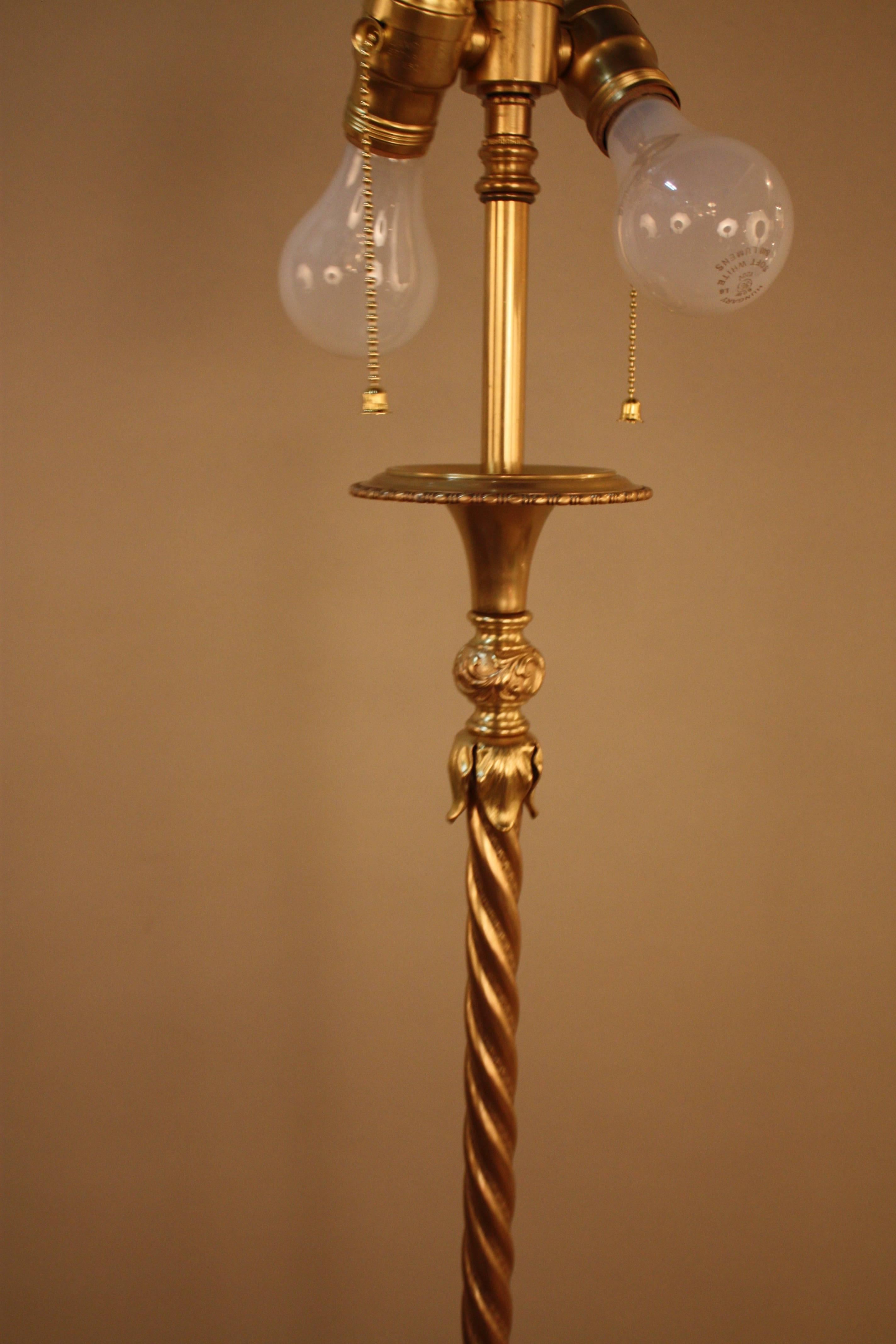 American Bronze and Alabaster Floor Lamp Attributed to E.F. Caldwell 2