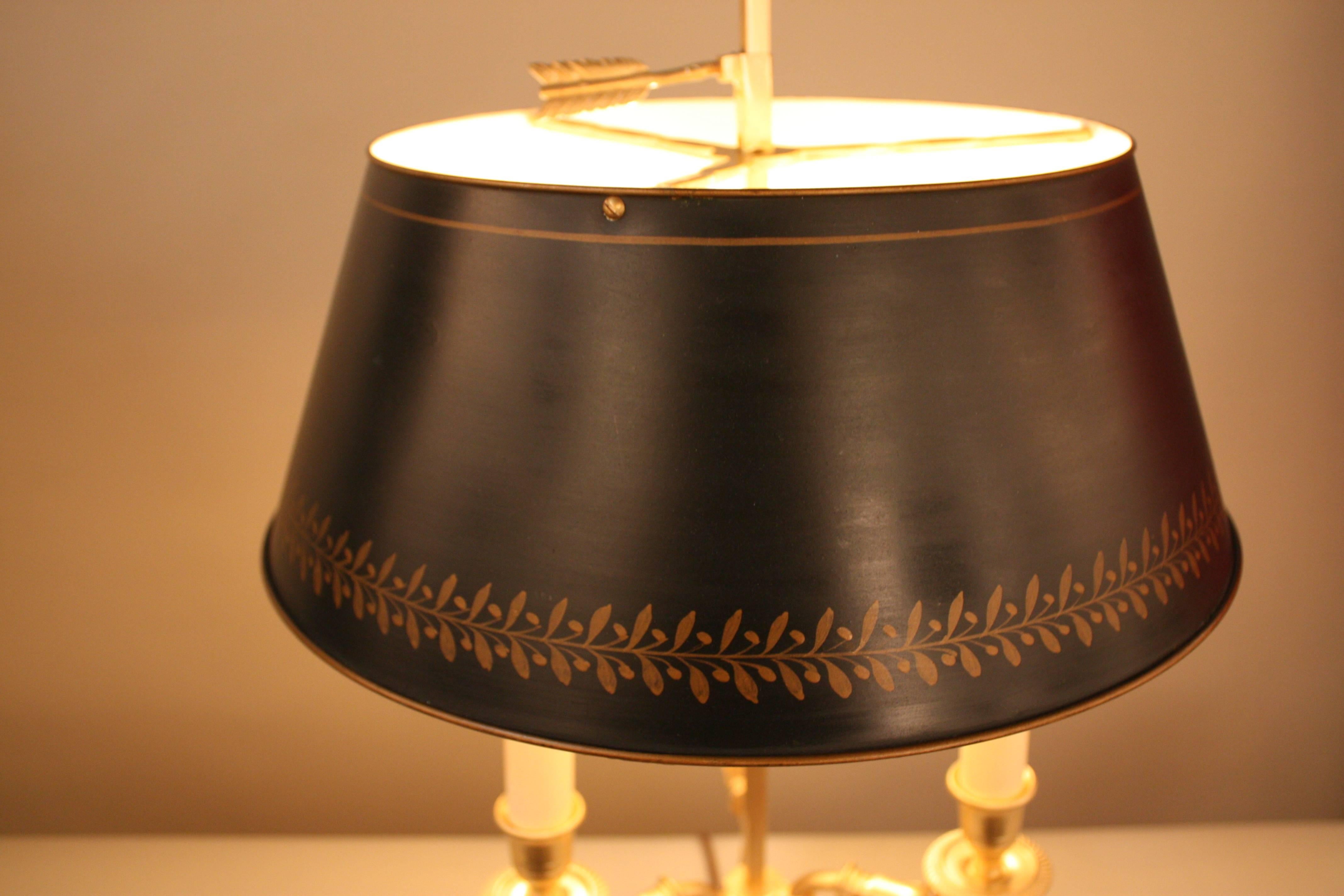 Mid-20th Century French Bronze Empire Style Bouillotte Table Lamp