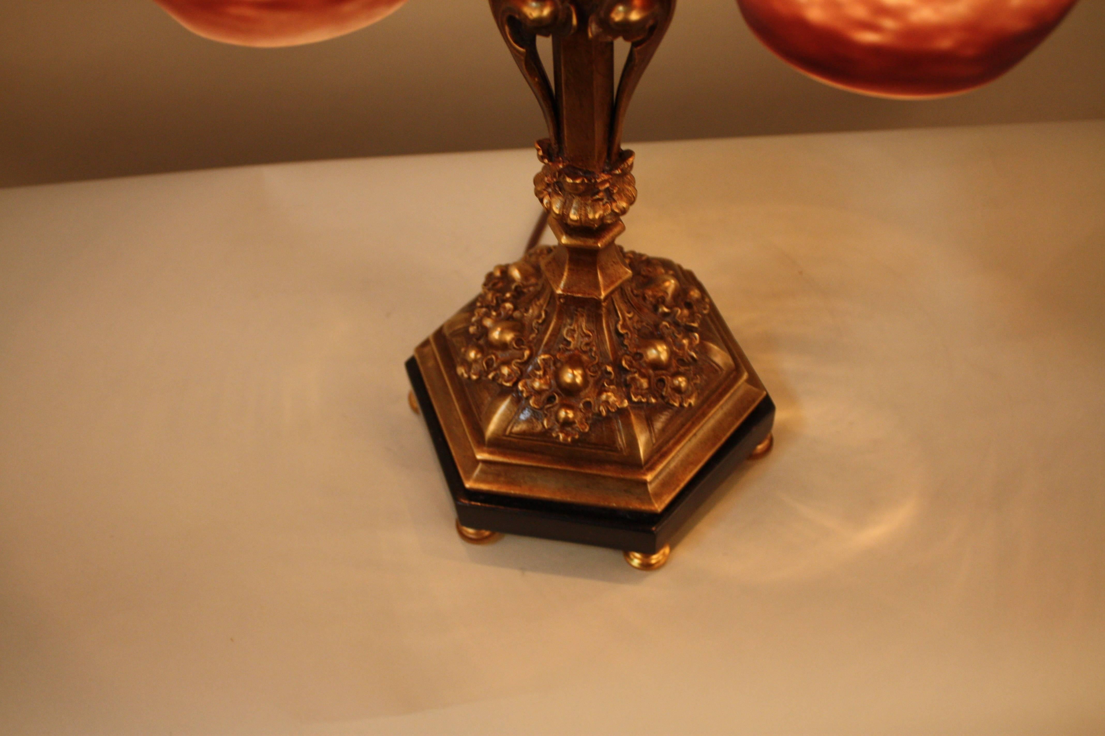 French Bronze and Art Glass Table Lamp 4