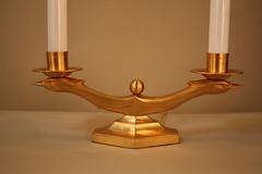Pair of Art Deco Doré Bronze Candelabra Table Lamps