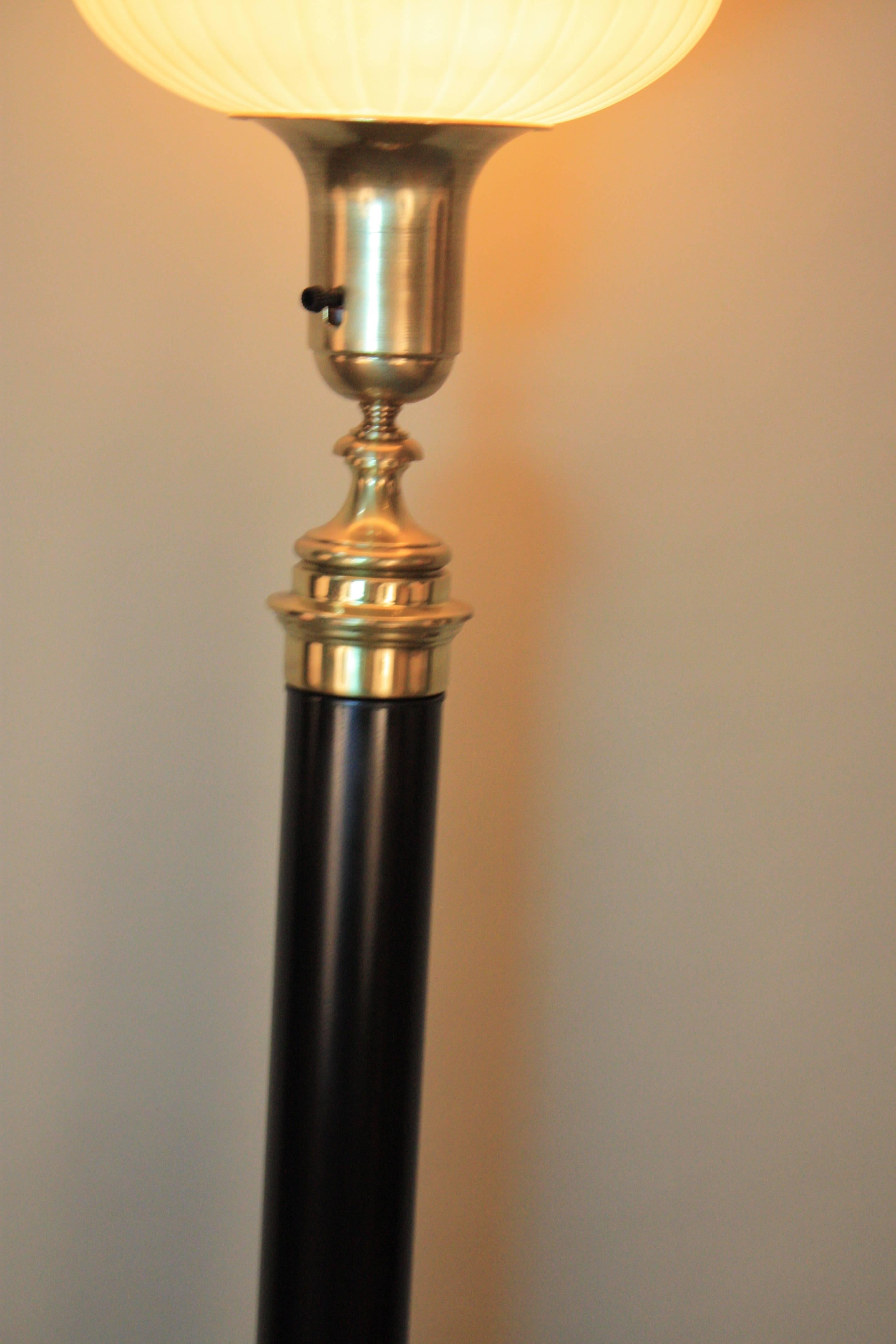 Lacquered American Art Deco Torchiere Floor Lamp