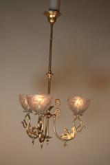 19th Century Electrified Art Nouveau Gas Chandelier