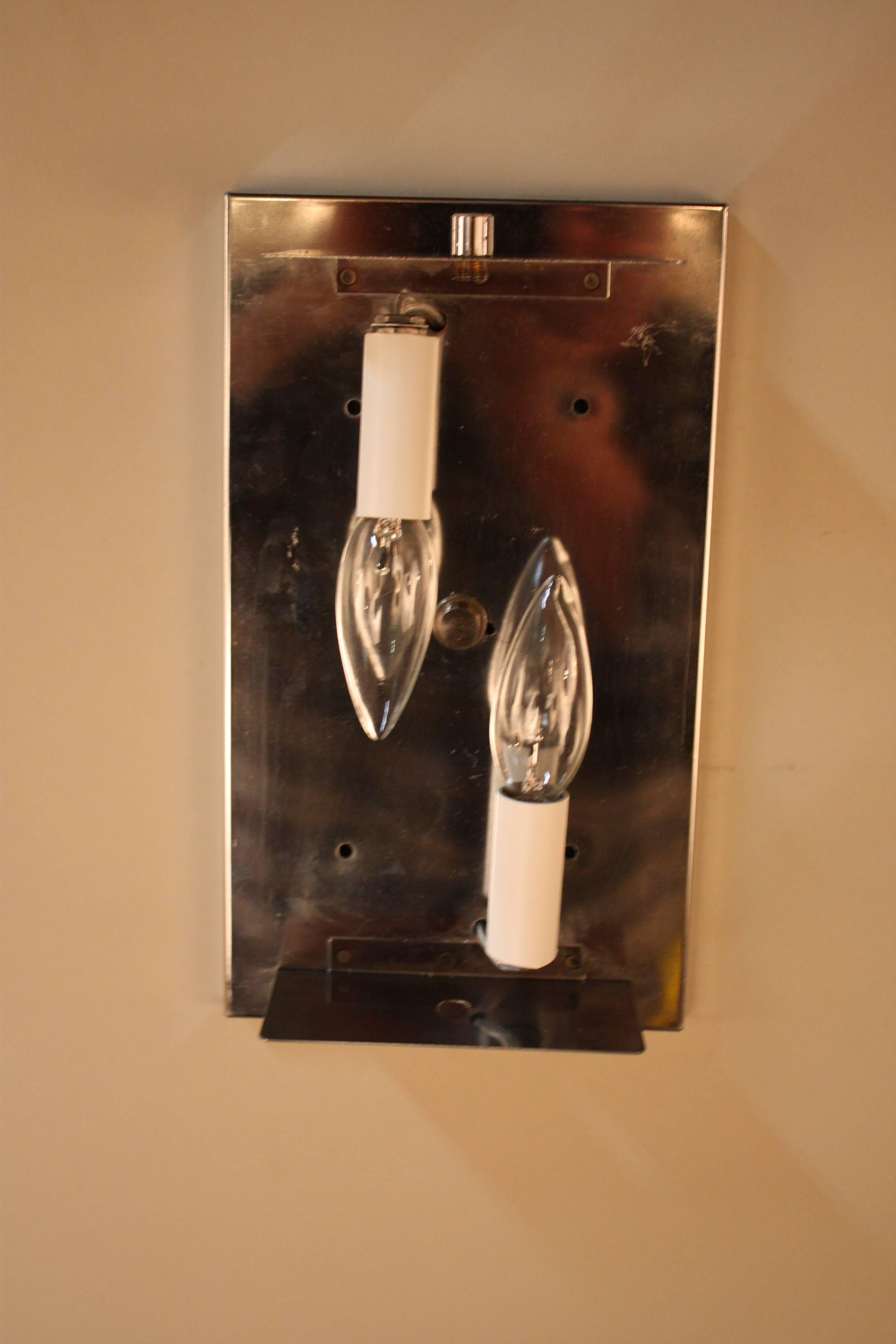 German Pair of 1970s Crystal and Chrome Wall Sconces by Kinkeldey