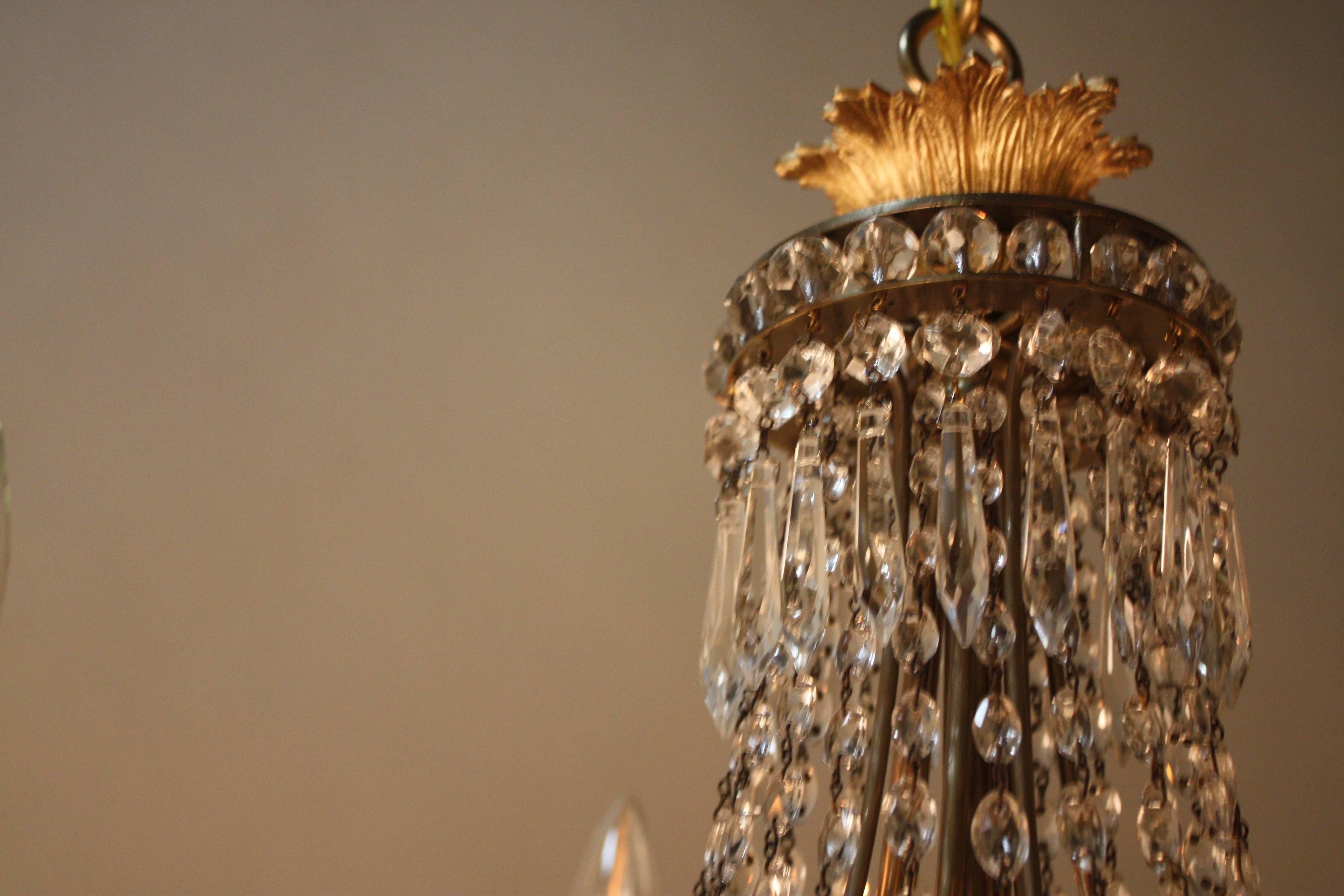 Elegant French Crystal and Bronze Chandelier 1