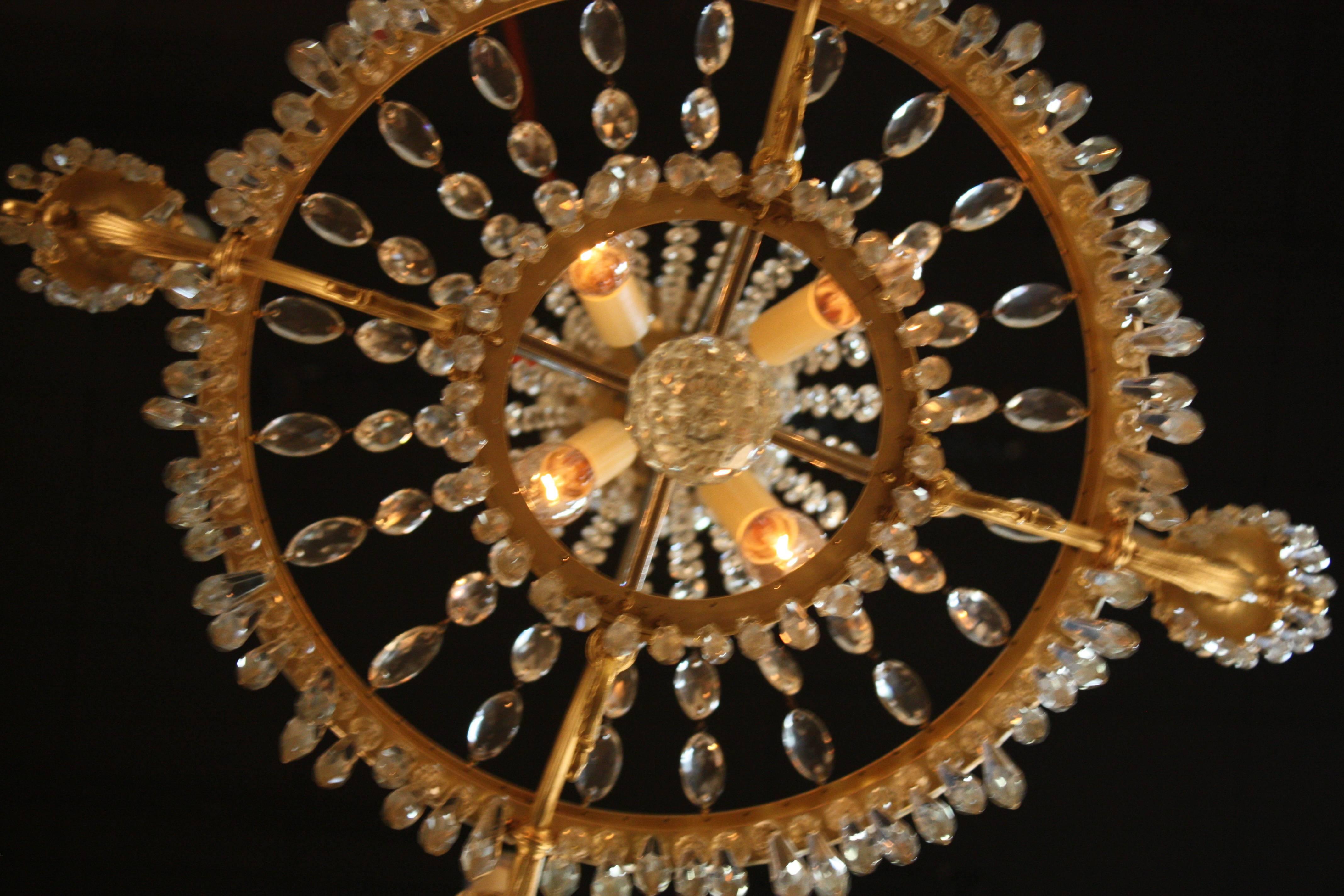 Elegant French Crystal and Bronze Chandelier 2