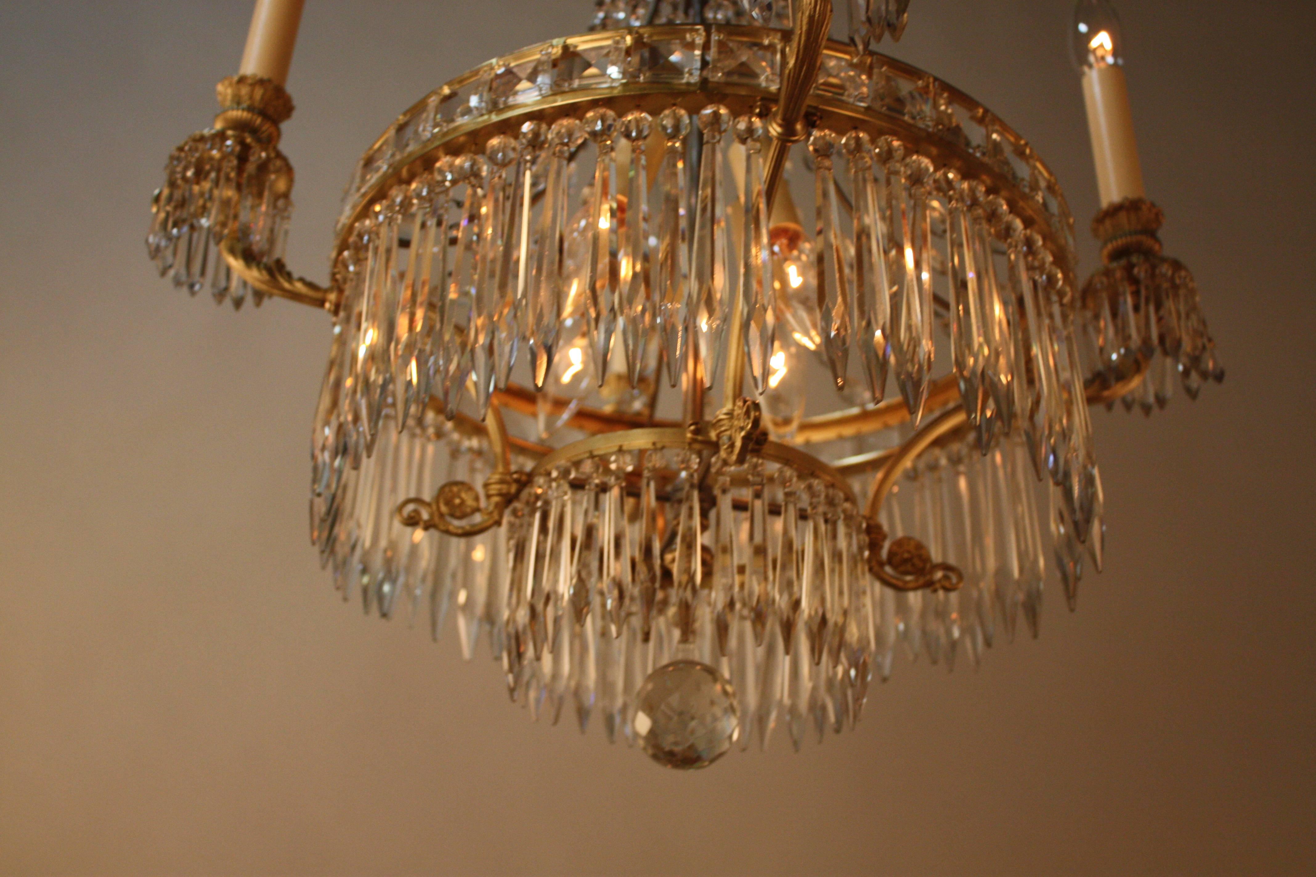 Elegant French Crystal and Bronze Chandelier 3
