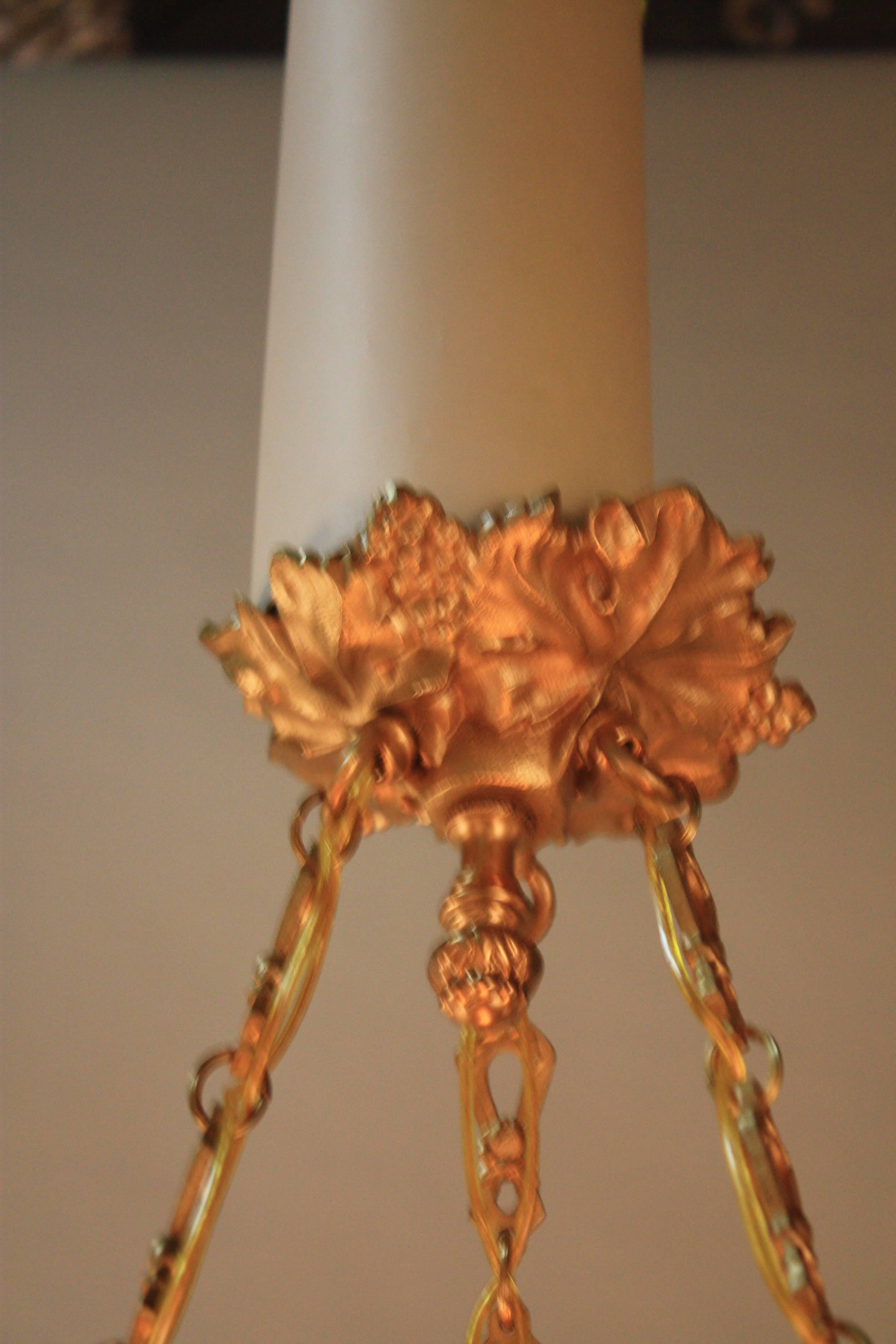 French Art Nouveau Handblown Art Glass Chandelier 1