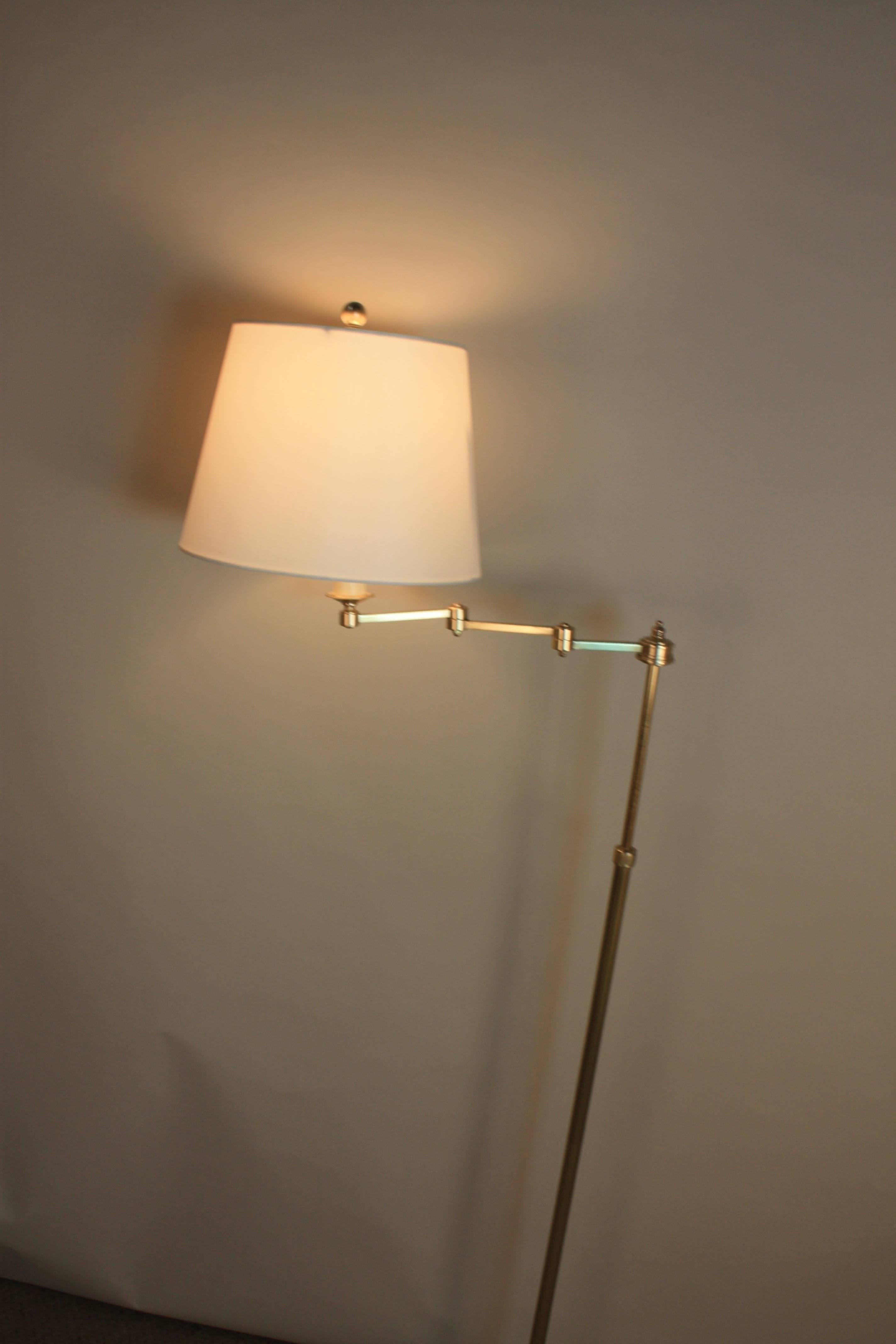 Mid-20th Century Maison Baguès Swing Arm Bronze Floor Lamp