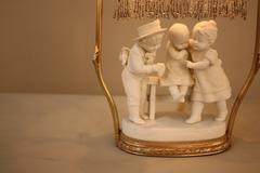 French 1920s Bisque and Art Glass Table Lamp