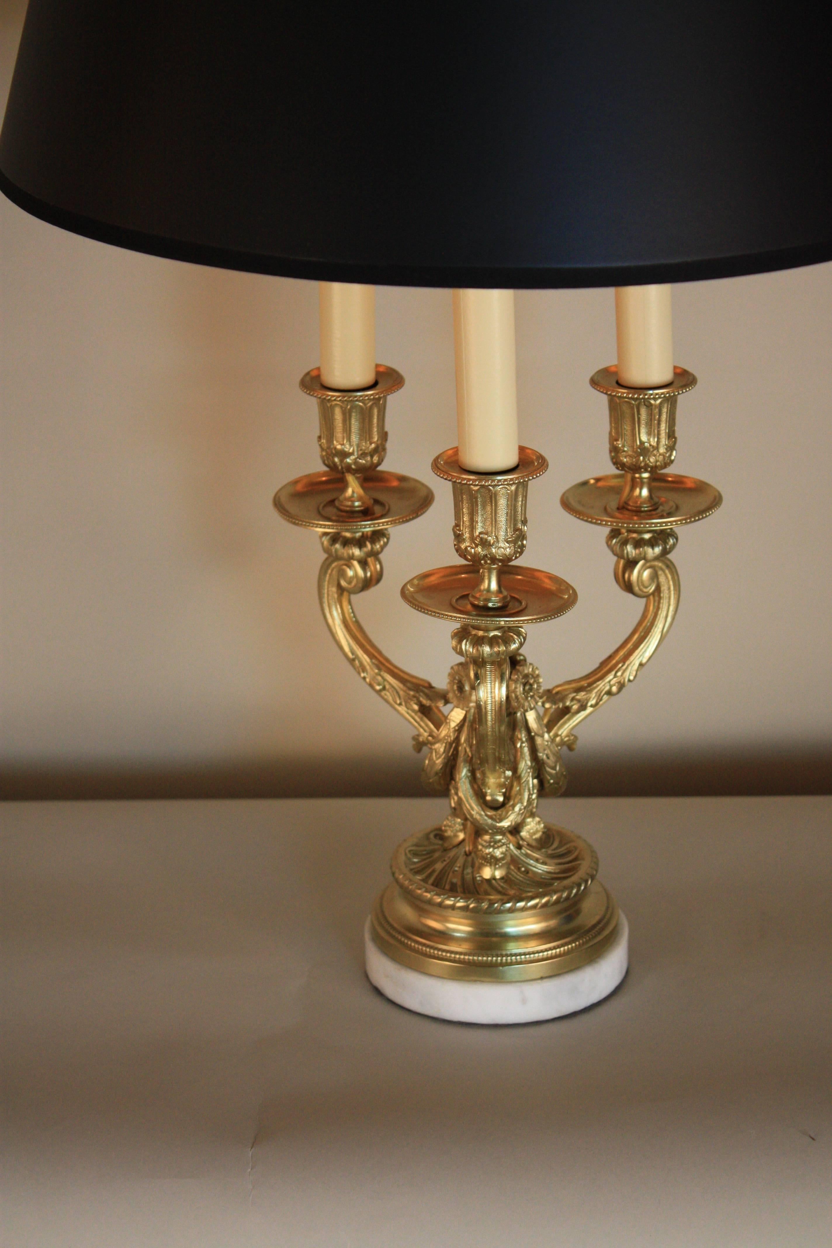 French 19th Century Bronze Candelabra Table Lamp In Good Condition In Fairfax, VA