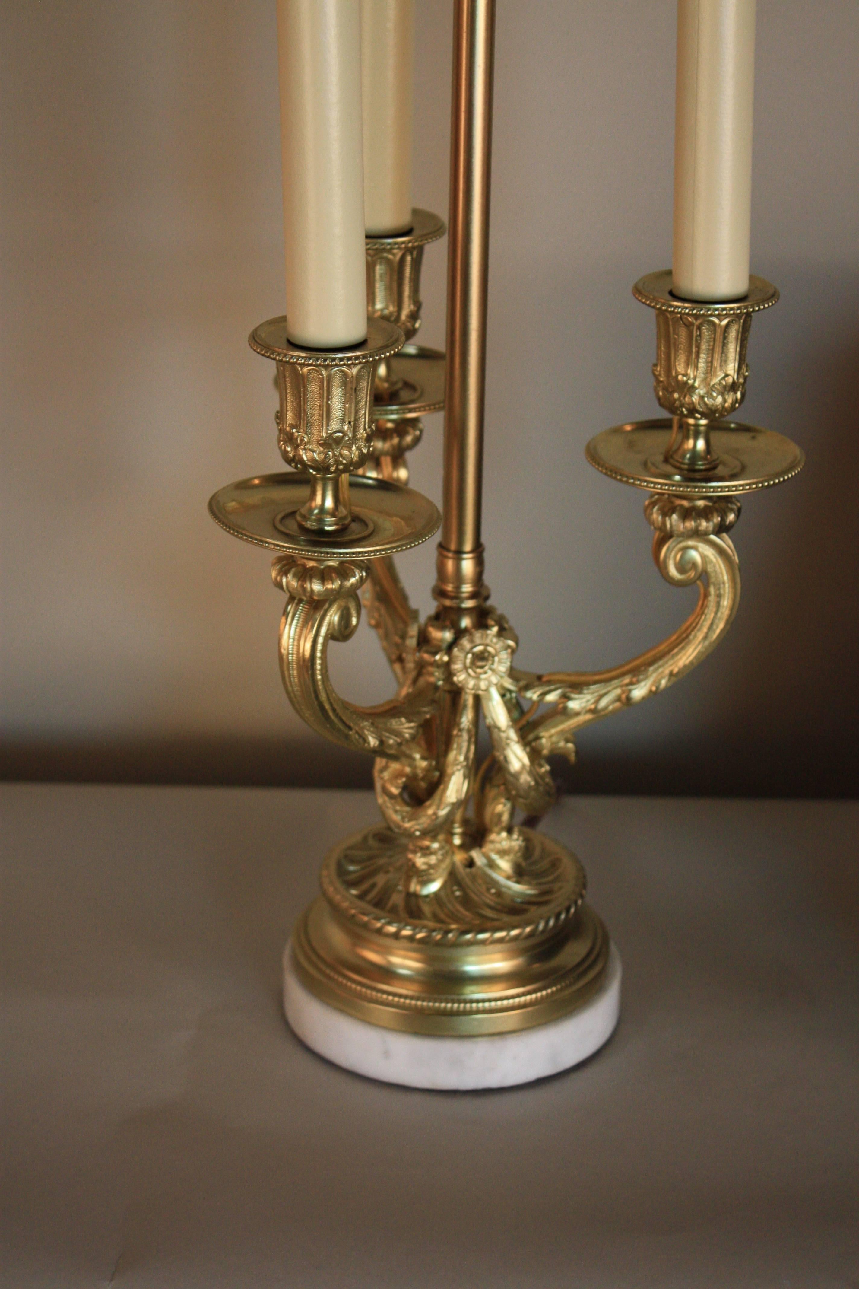 French 19th Century Bronze Candelabra Table Lamp 2