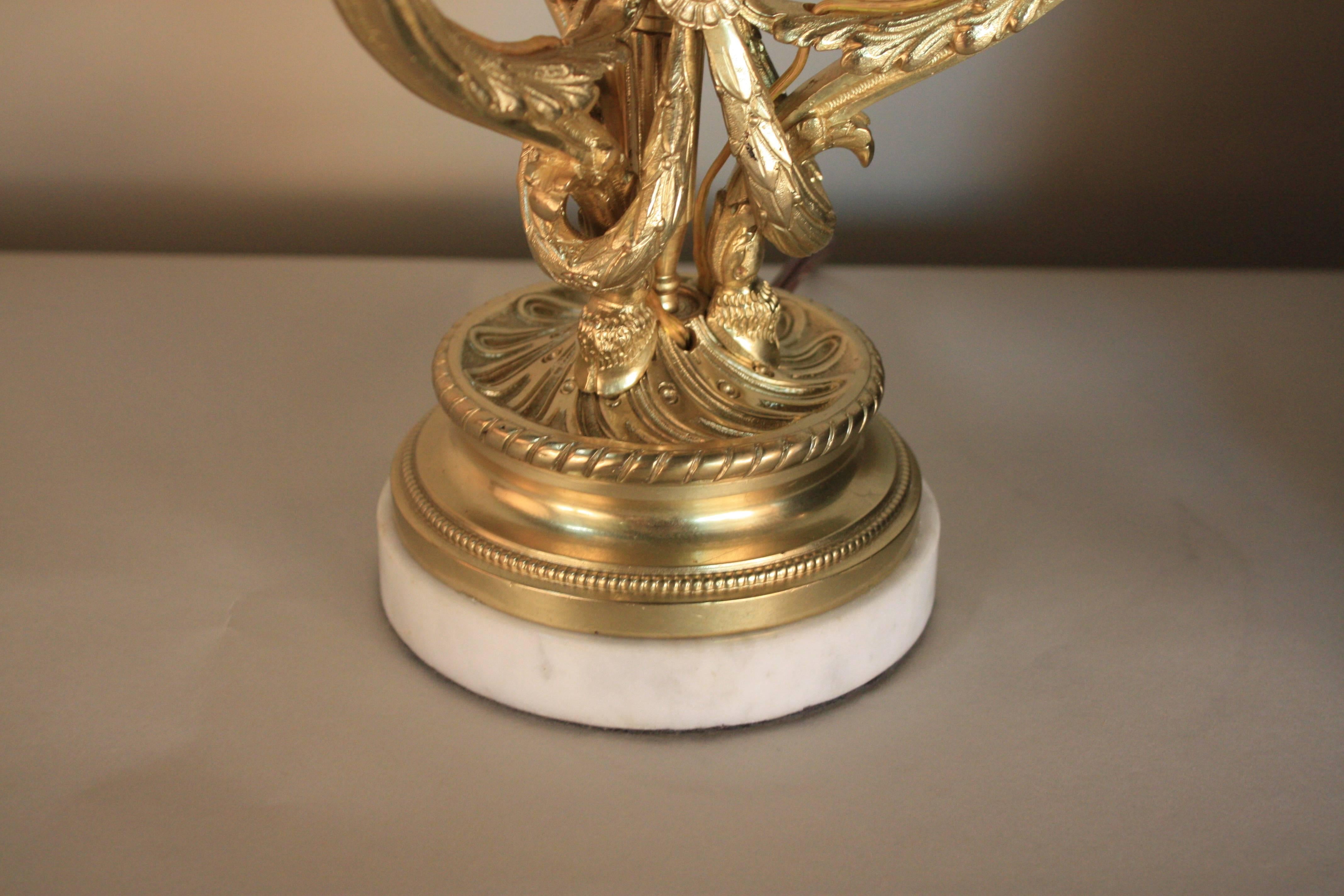 French 19th Century Bronze Candelabra Table Lamp 4