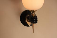Pair of 1950s Bronze Hand Hold Torch Wall Sconces by Arbus