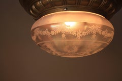 American Acid Etched Glass Flush Mount Light Fixture