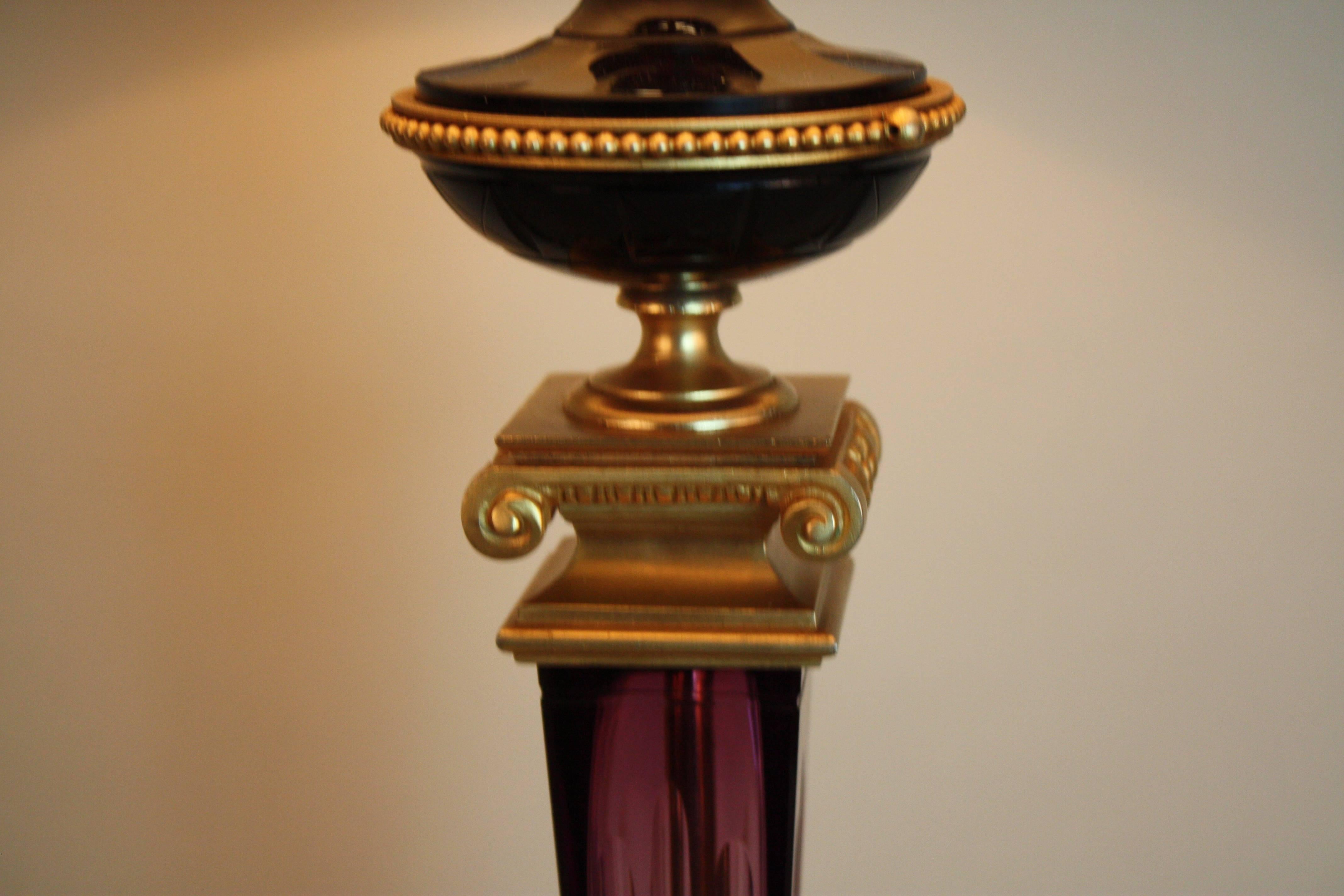 French Empire Style Crystal and Bronze Table Lamp 1